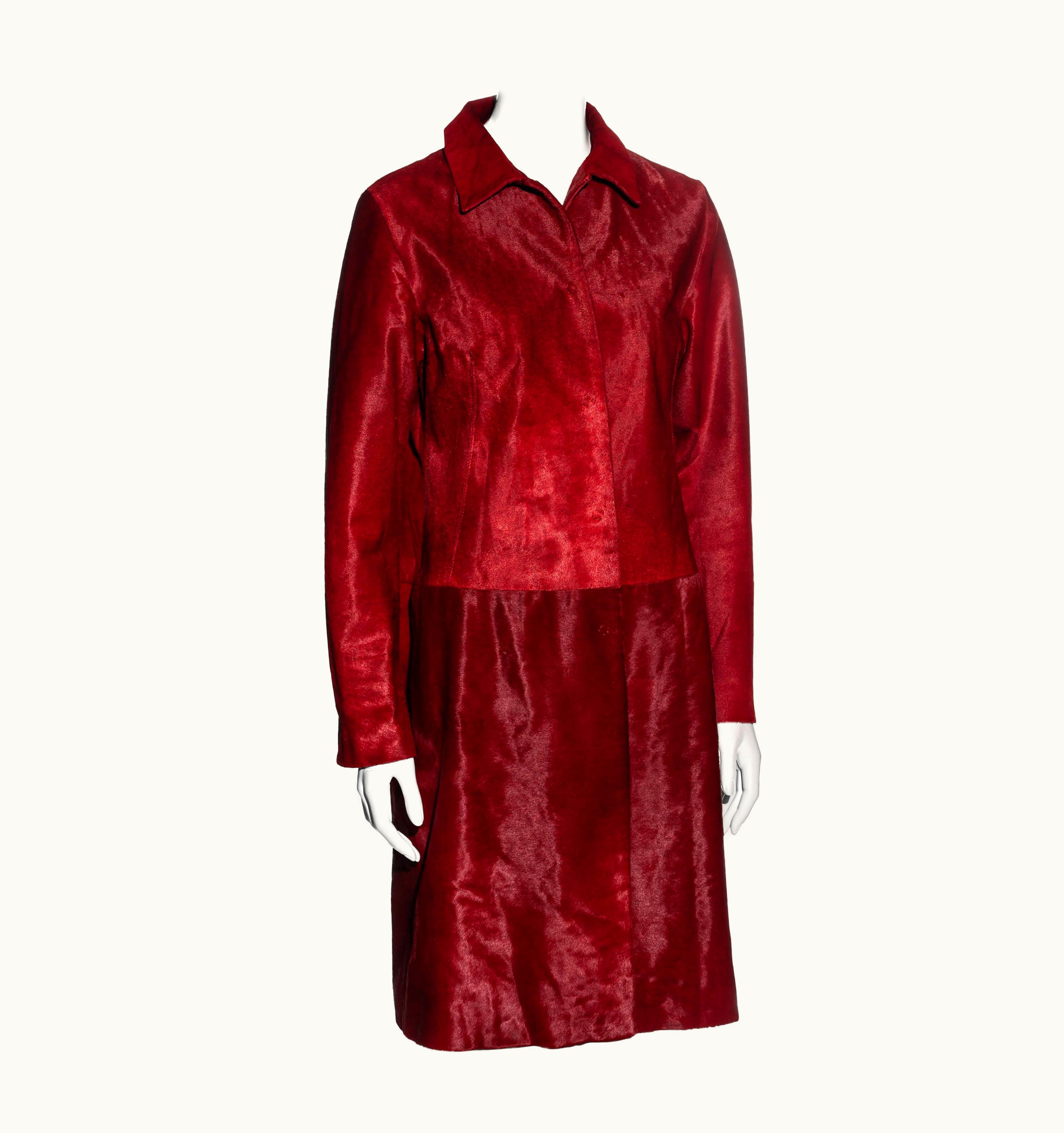Dolce & Gabbana Dolce & Gabbana Red Pony Hair Single Breasted Coat, AW 1999