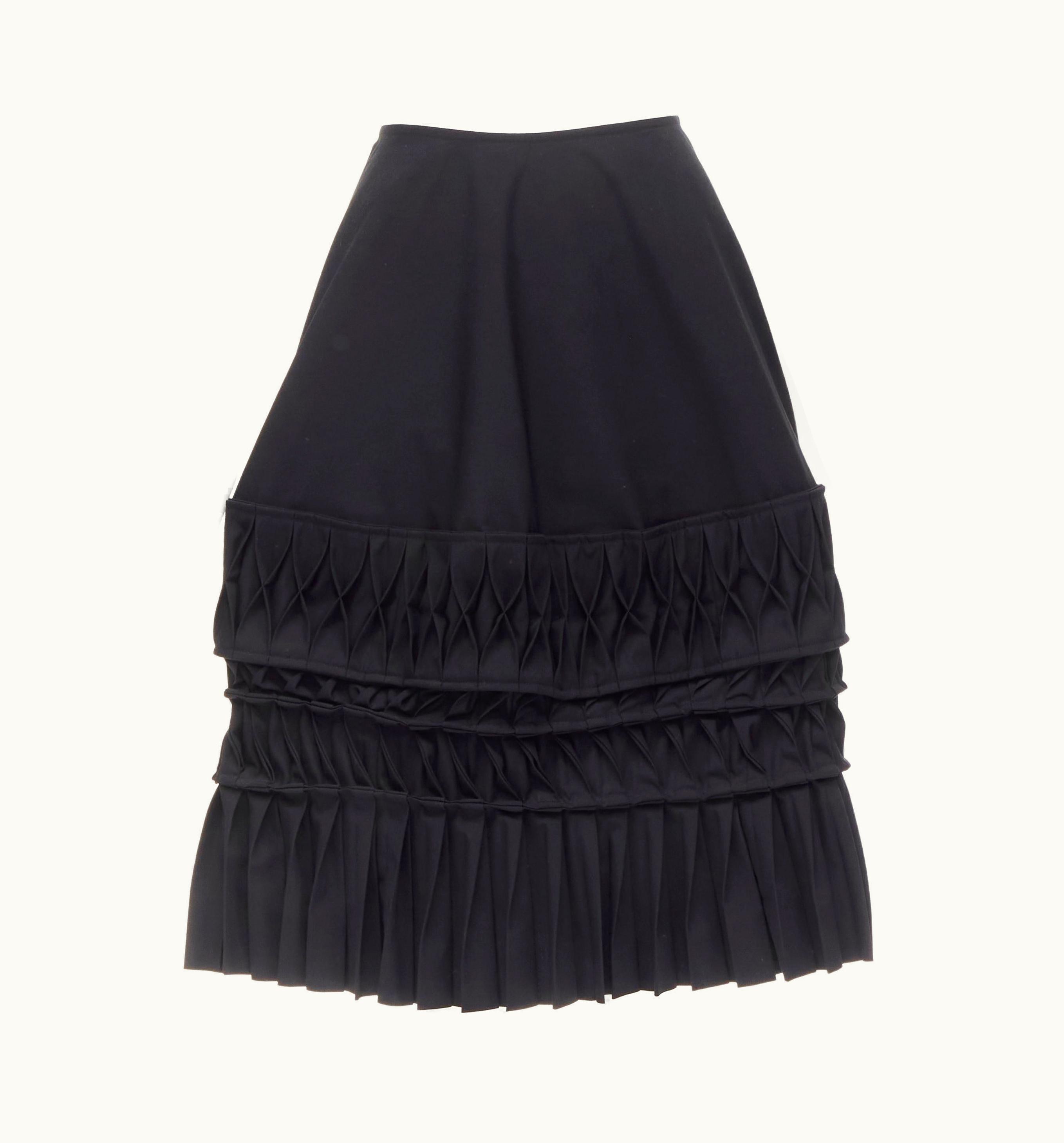 Junya Watanabe Junya Watanabe 1999 Runway Vintage Black 3d Origami Pleated Wrap Skirt