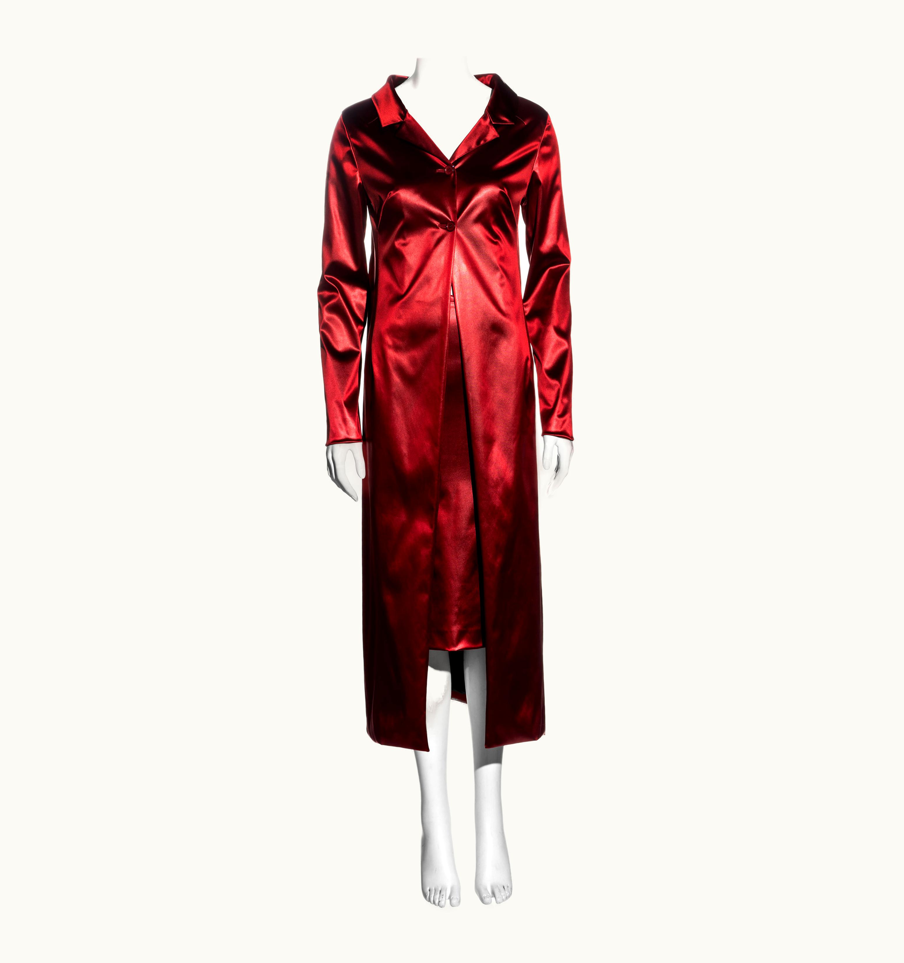 Dolce & Gabbana Dolce & Gabbana Red Stretch-satin Coat And Skirt Set, S/S 1999