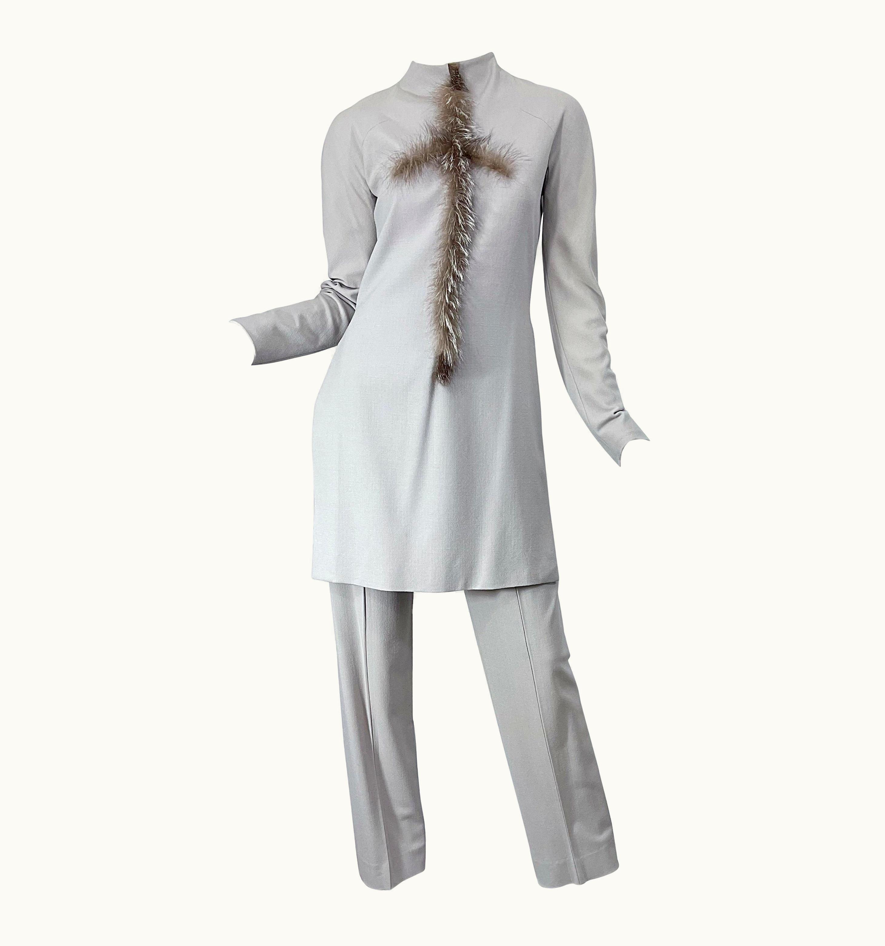 Alexander McQueen Givenchy Couture Alexander McQueen AW 1999 Grey Runway Vintage Tunic Slim Pants