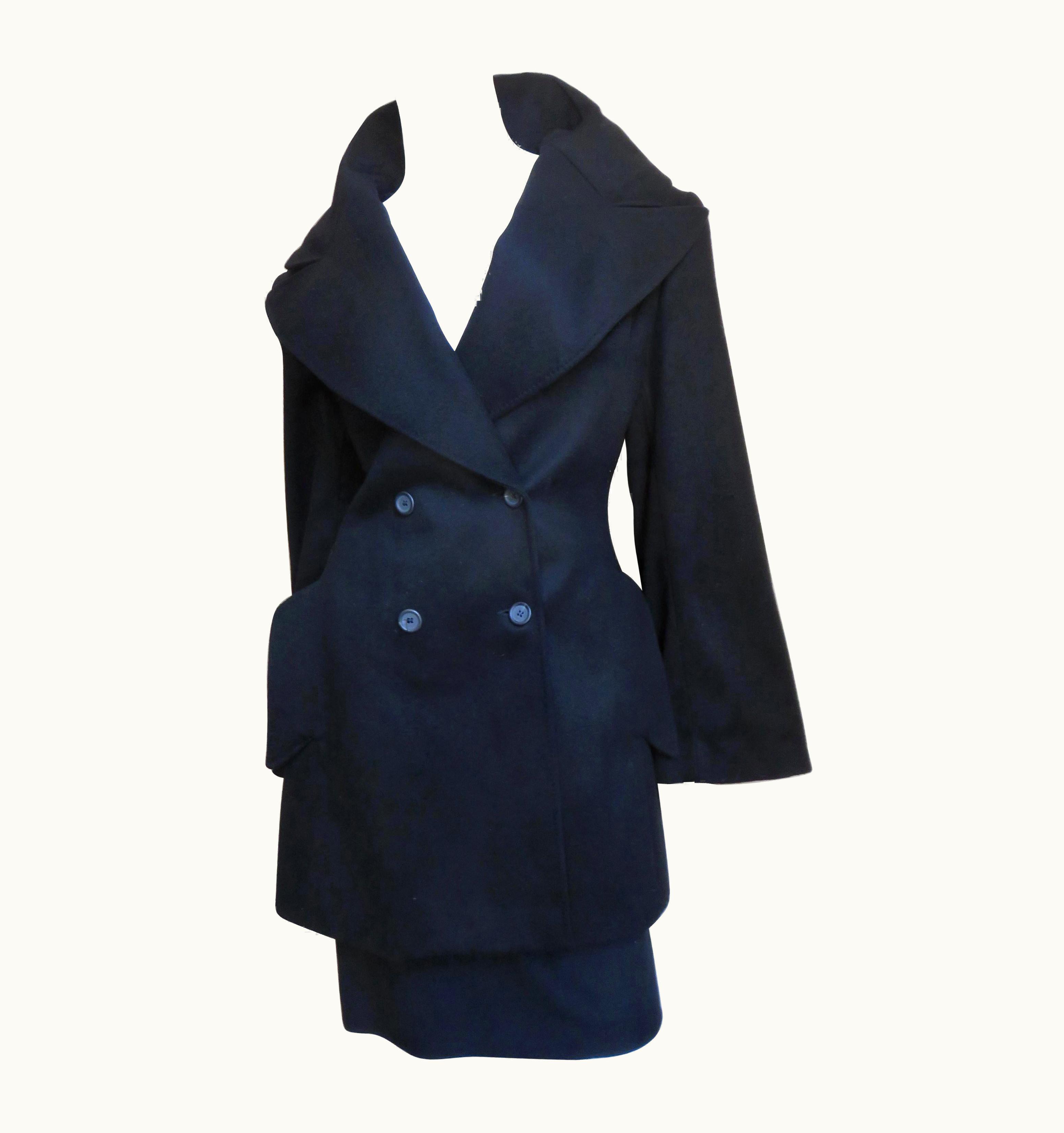 Alexander McQueen Alexander McQueen Cashmere Popped Lapel Collar Jacket And Skirt AW 1999