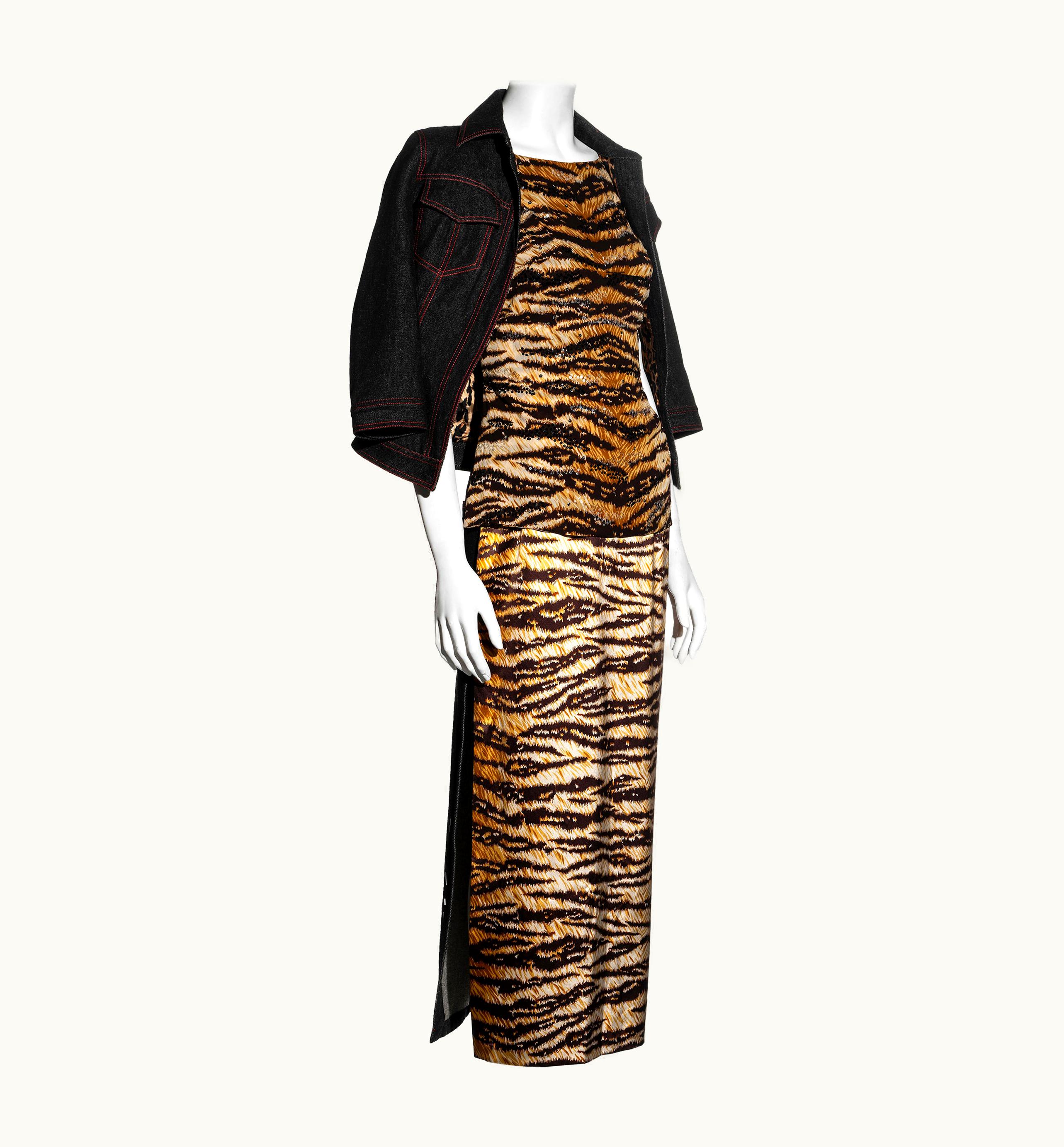 Dolce & Gabbana Dolce & Gabbana Tiger Print And Denim 3-piece Skirt Suit, AW 1999