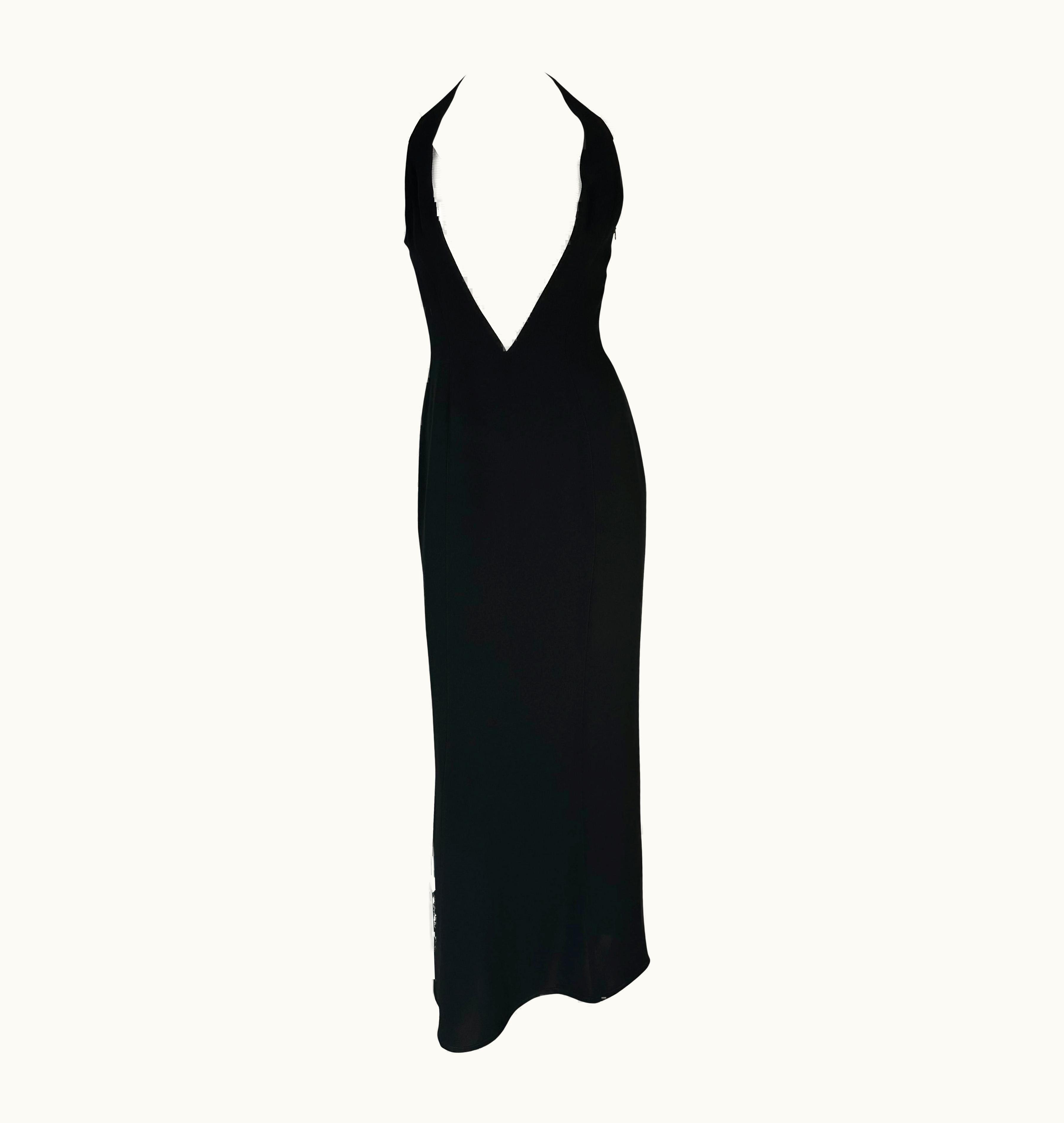 Mugler S/S 1999 Thierry Mugler Runway Black White Halter Cinched Flare Evening Gown