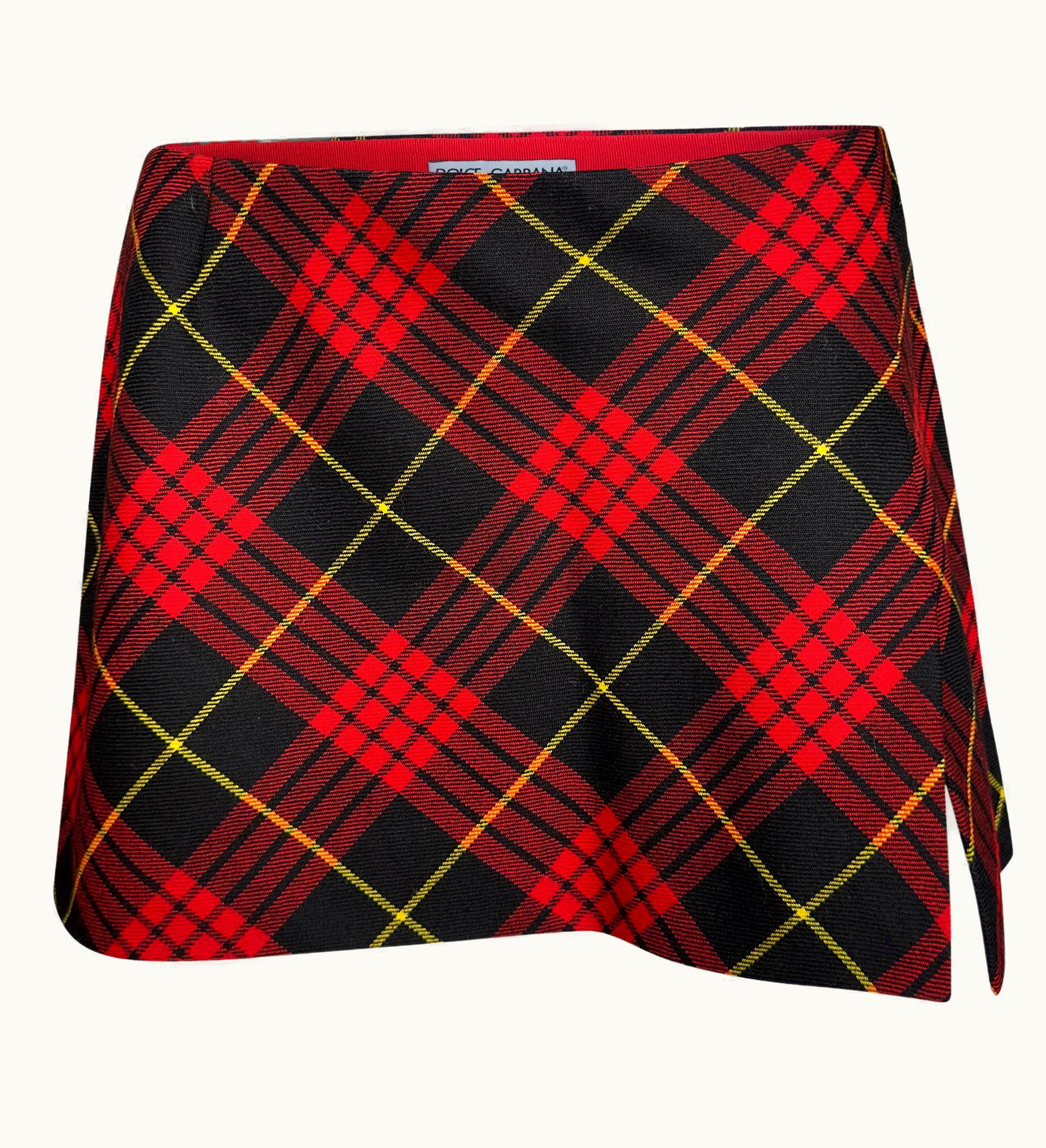 Dolce & Gabbana Vintage Dolce And Gabbana 90s Tartan Micro Mini Skirt With Slit