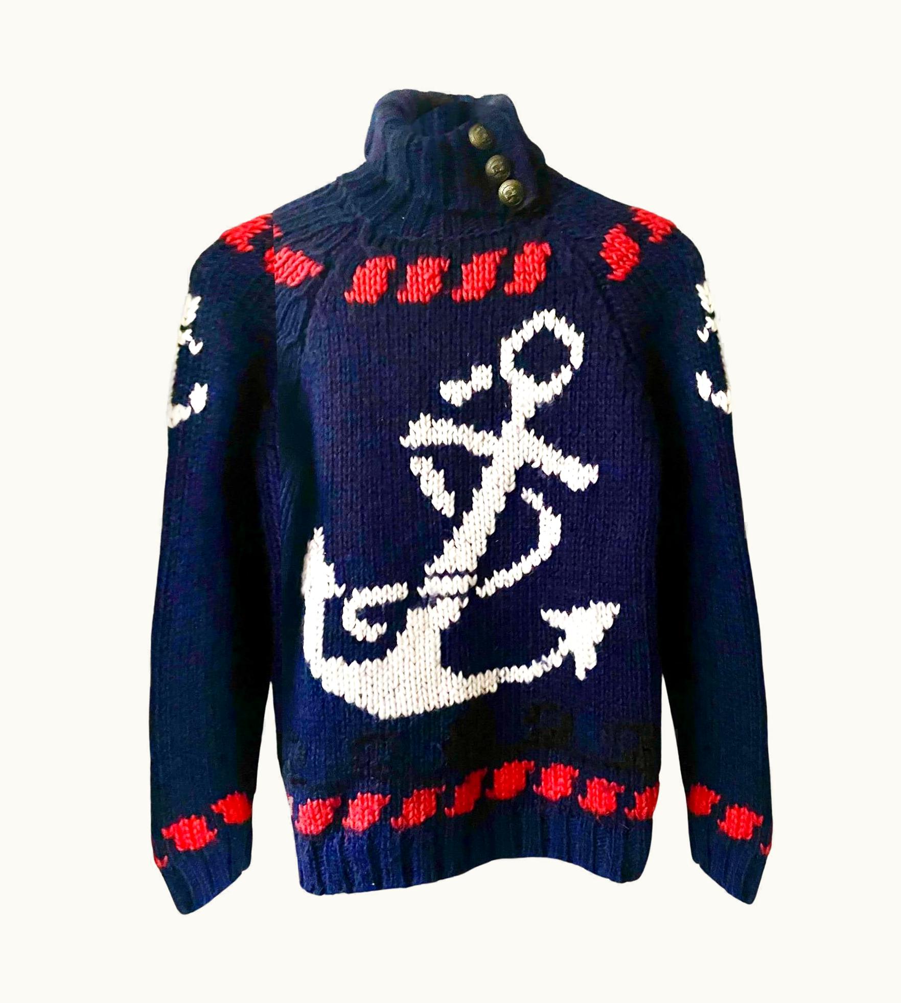 Dolce & Gabbana 1990s Dolce & Gabbana Blue Nautica Roller Neck Wool Sweater