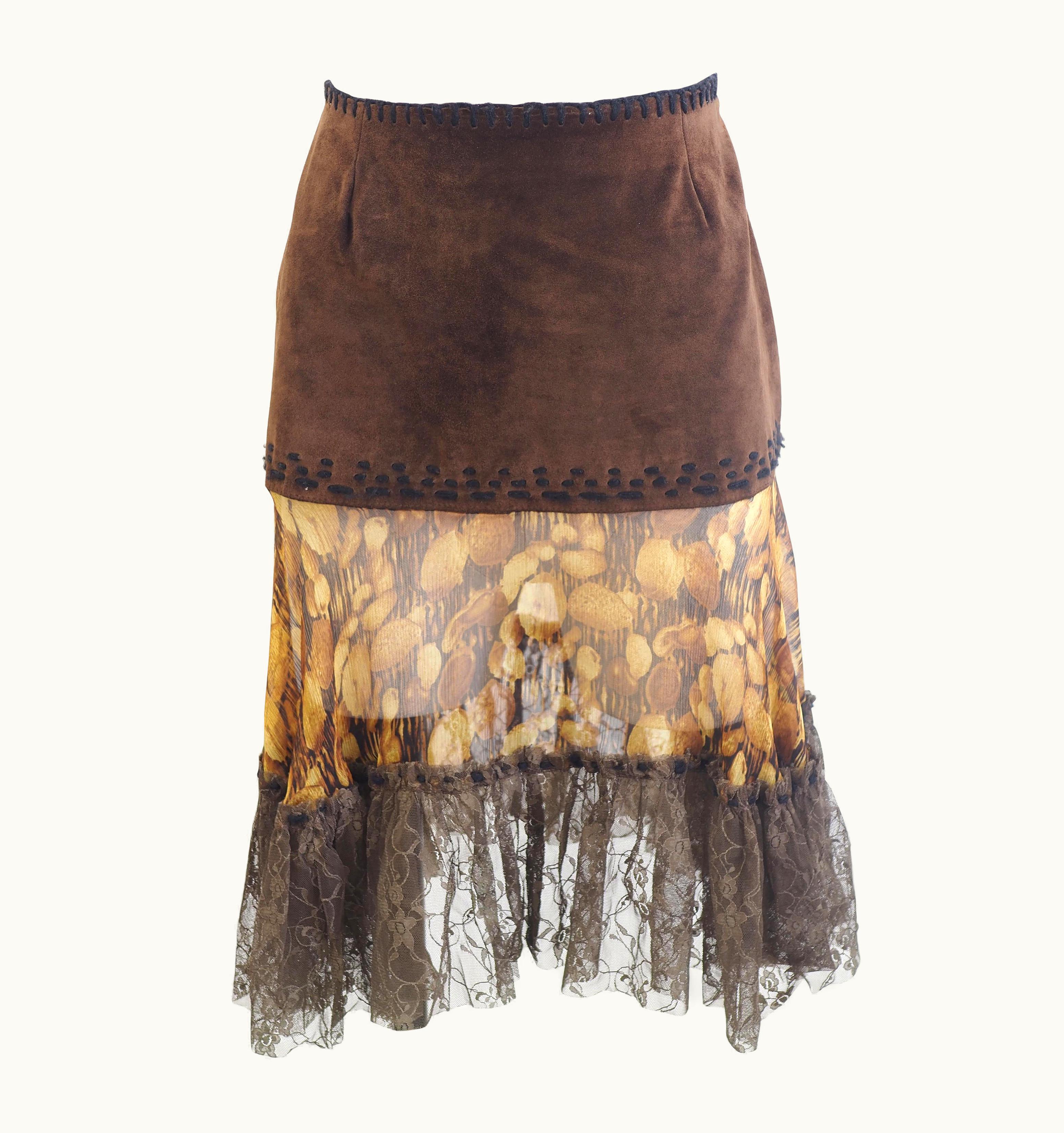 Dolce & Gabbana D&G Dolce & Gabbana Brown Multicoloured Skirt