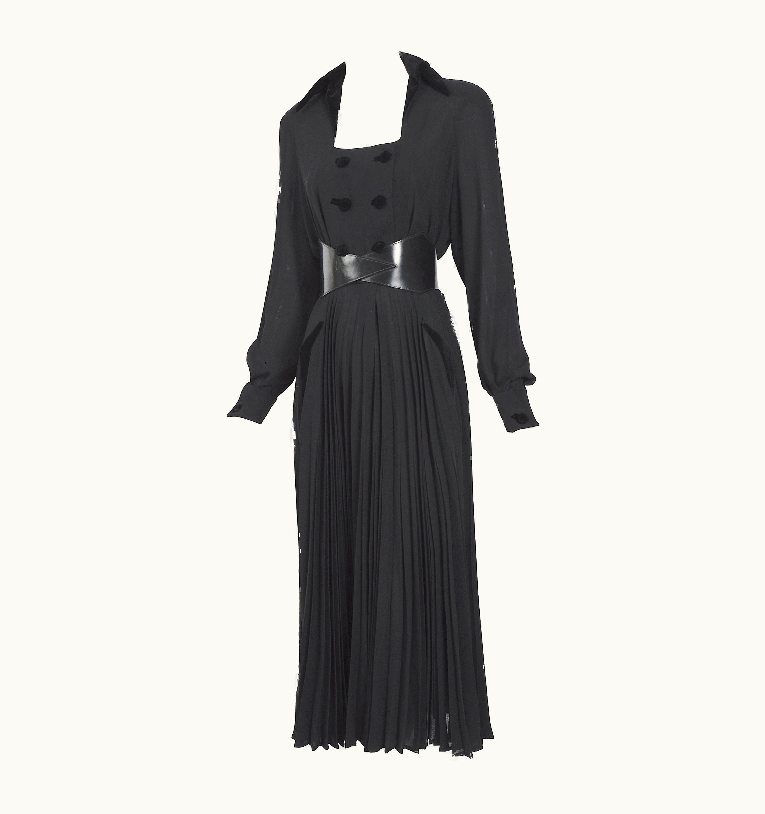 Mugler Thierry Mugler Couture 90s Vintage Black Crepe Dress