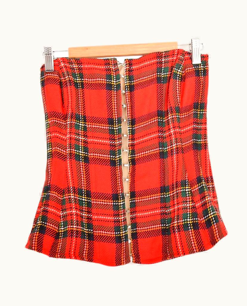 Dolce & Gabbana 2000' Dolce & Gabbana Red Tartan Y2k Punk Corset Bustier