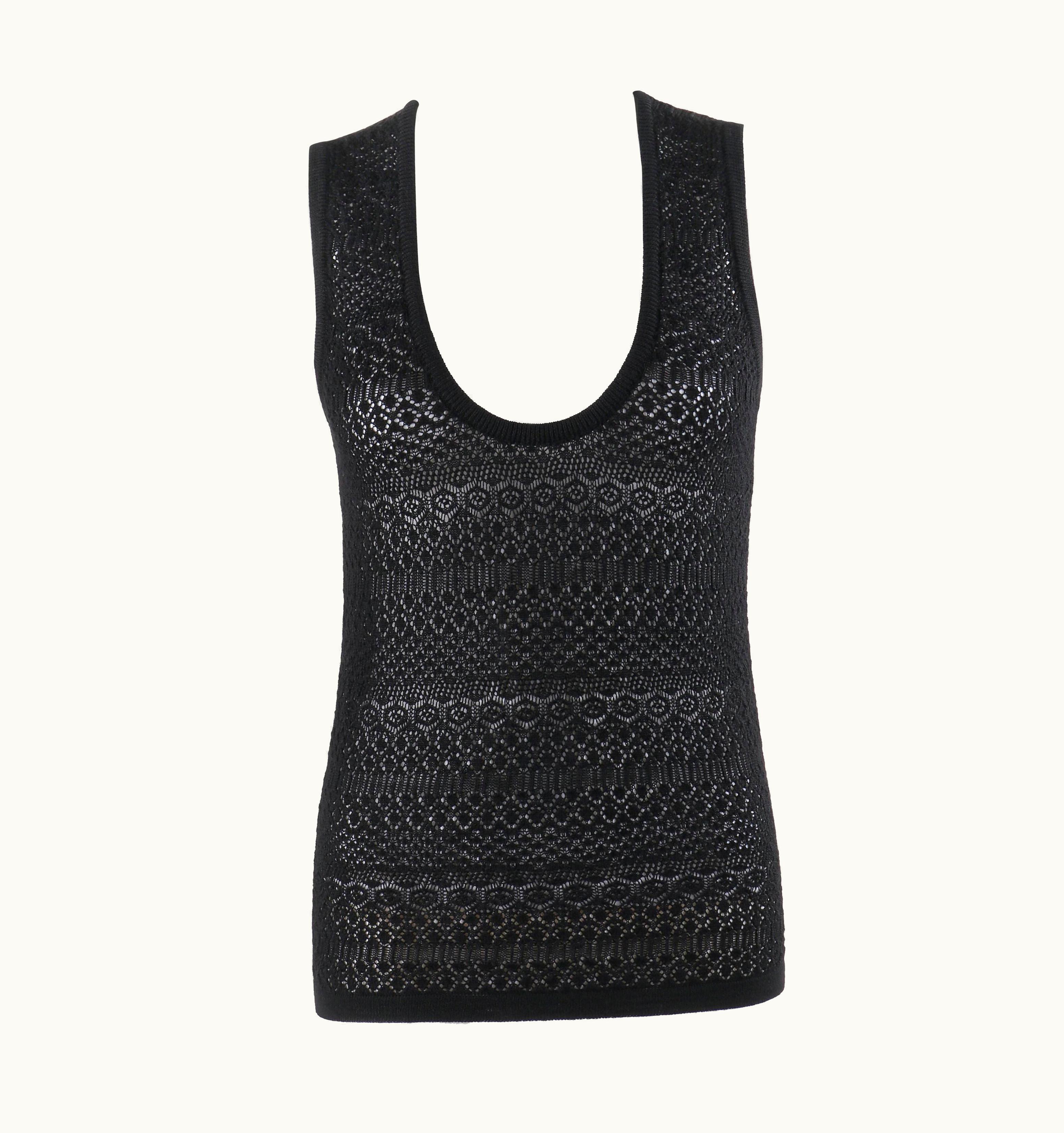 Dolce & Gabbana Dolce & Gabbana C.2000' Black Sleeveless Crochet Knit Vest Shell Tank