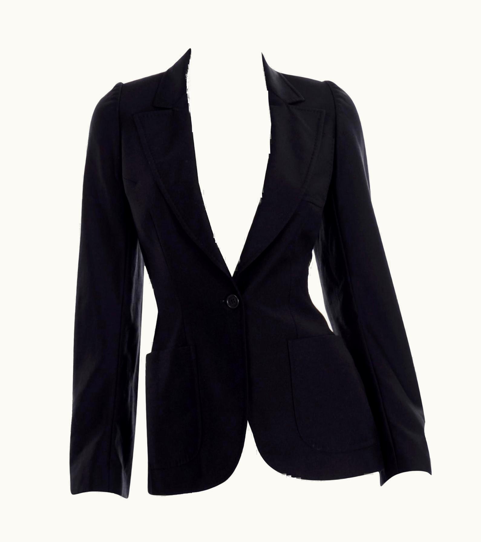 Alexander McQueen Alexander McQueen Fall 2000 Eshu Runway Black Blazer Jacket W Puff Sleeves