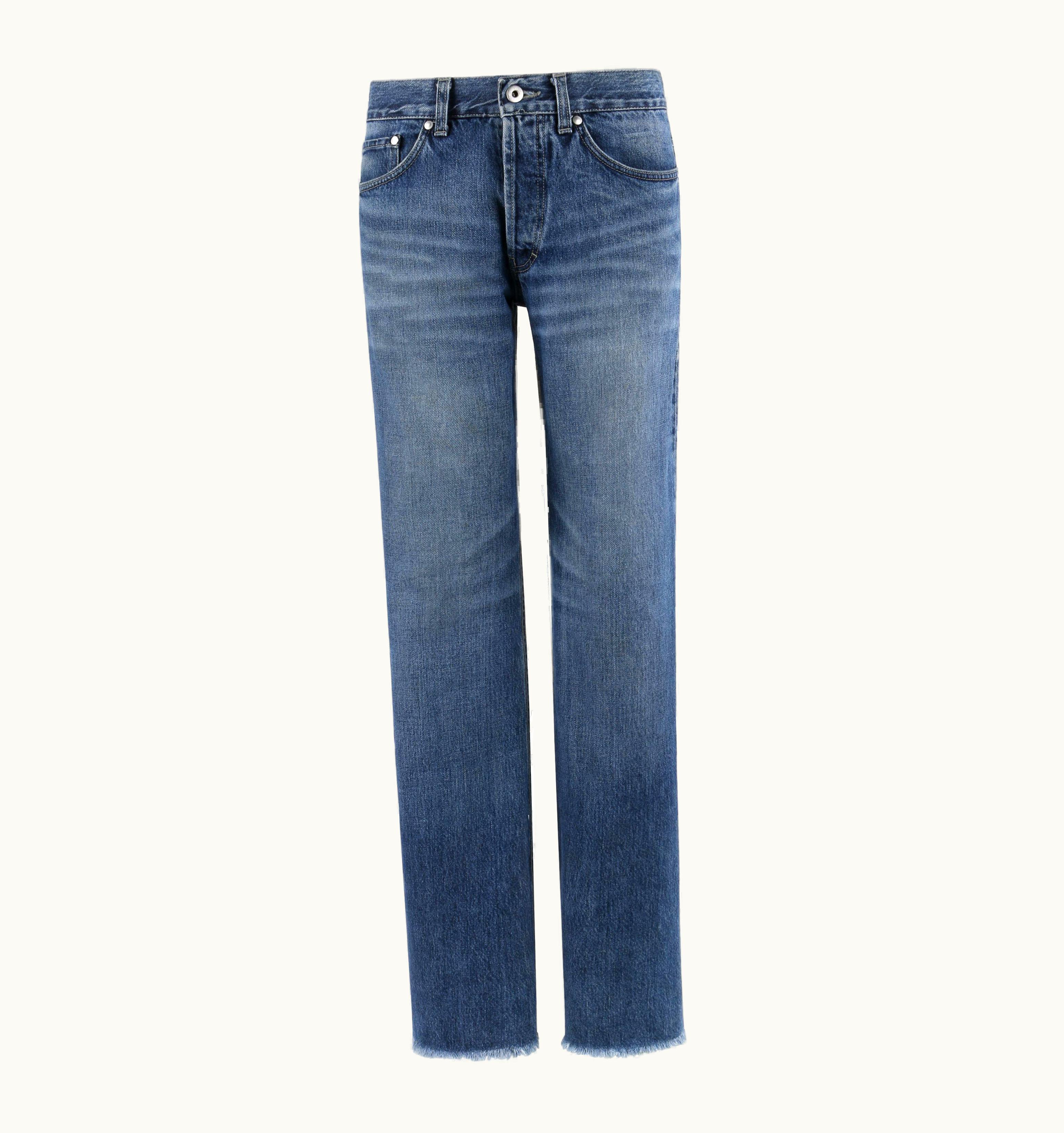 Alexander McQueen Alexander McQUEEN AW 2000 Denim Raw Hem Mid Rise Straight Leg Jeans