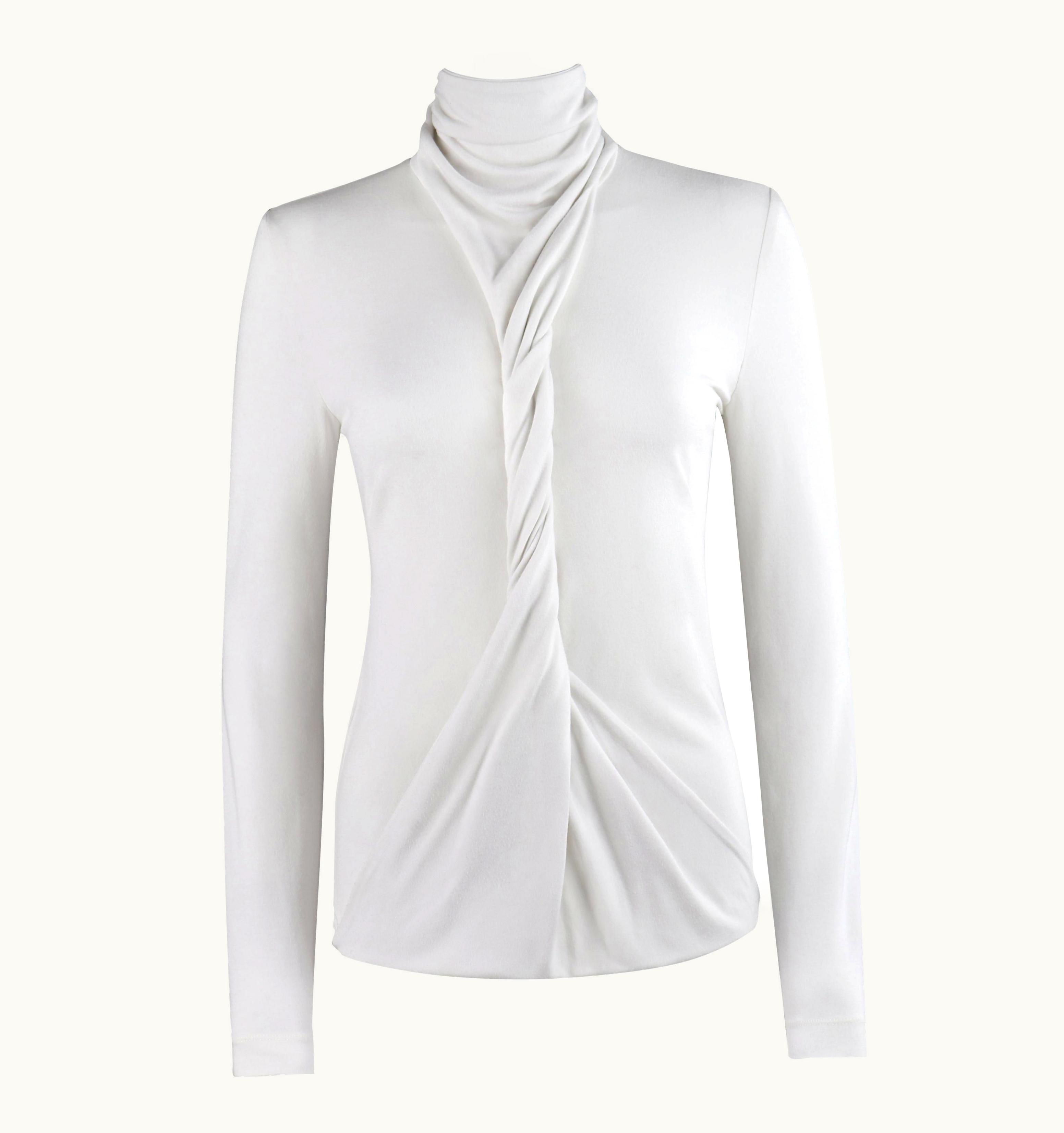 Alexander McQueen Alexander McQUEEN S/S 2000 "Eye" White Convertible Twisted Front High Neck Top