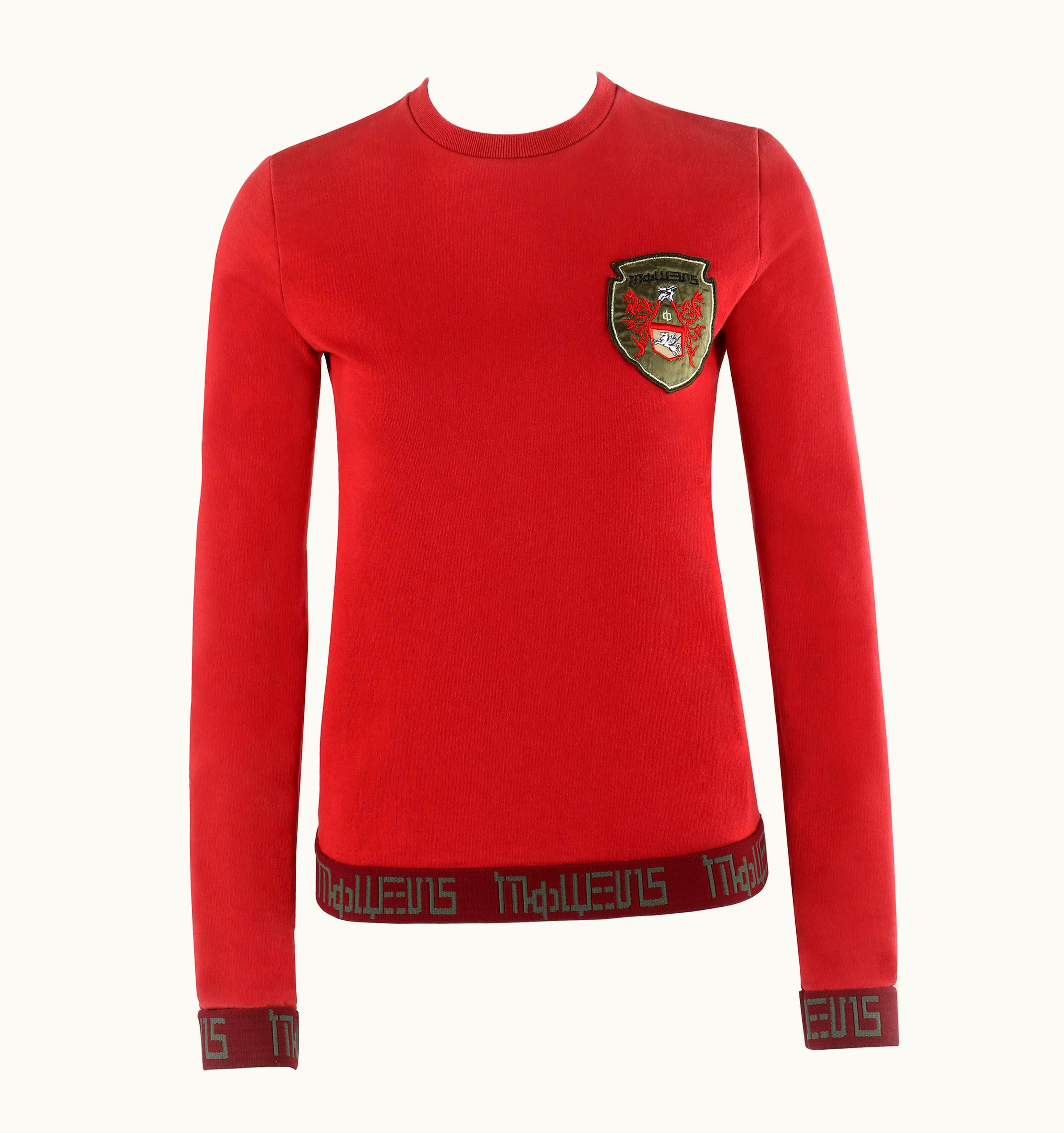 Alexander McQueen Alexander McQUEEN S/S 2000 Red Cyrillic Pegasus Emblem Pullover Sweater Top