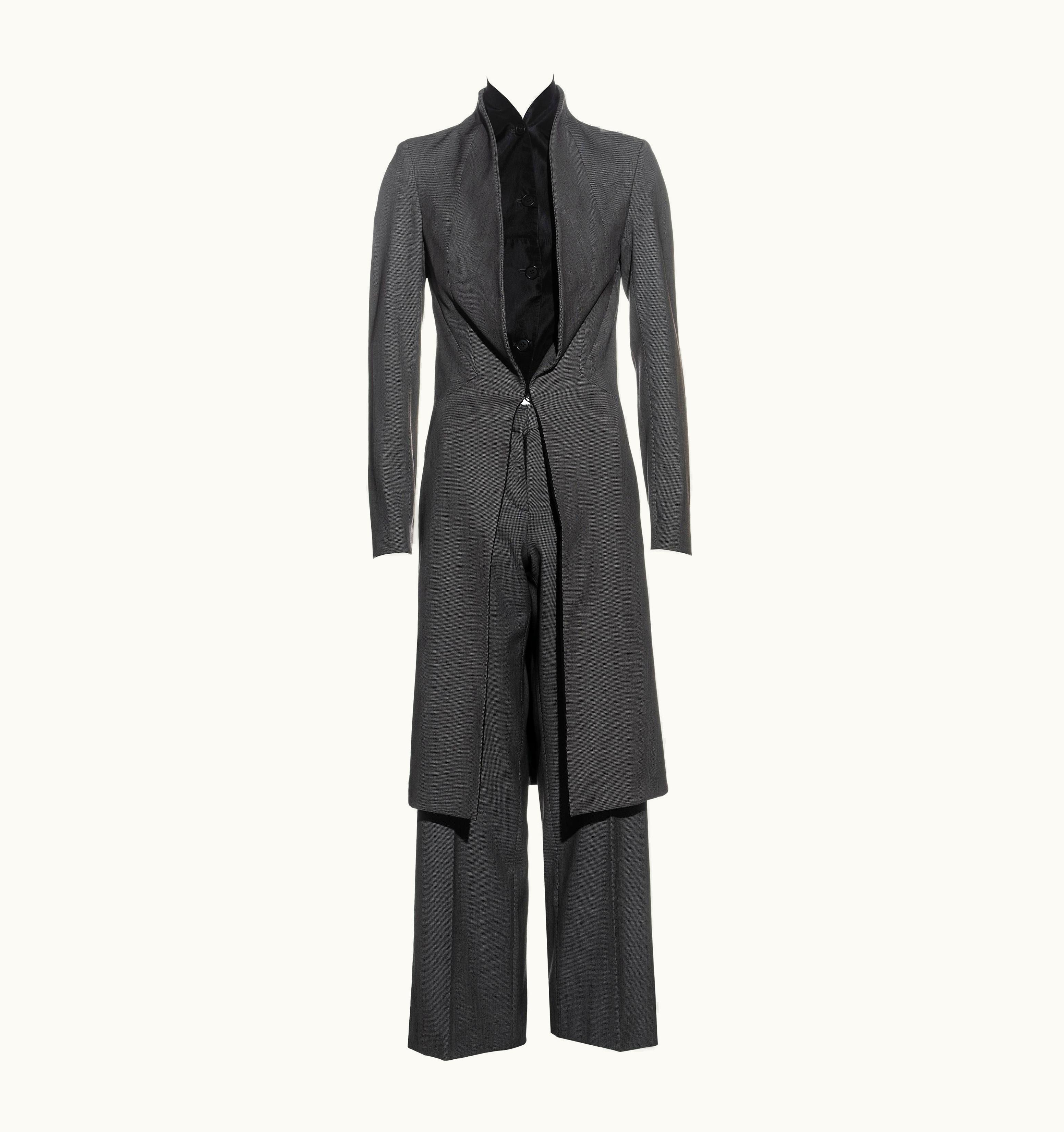 Alexander McQueen Alexander McQueen Grey Wool Structured Pant Suit, AW 2000