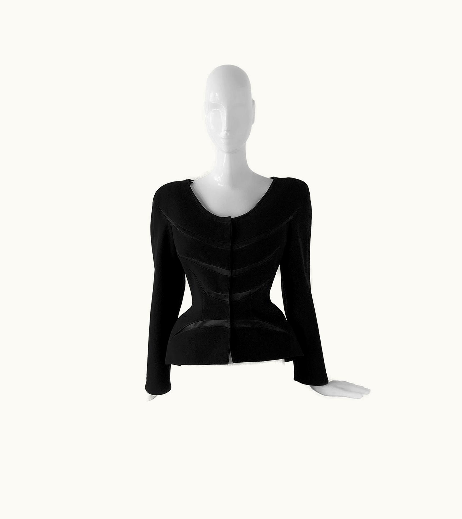 Mugler Thierry Mugler S/S 2000 Black Jacket Blazer Fitted Fabulous