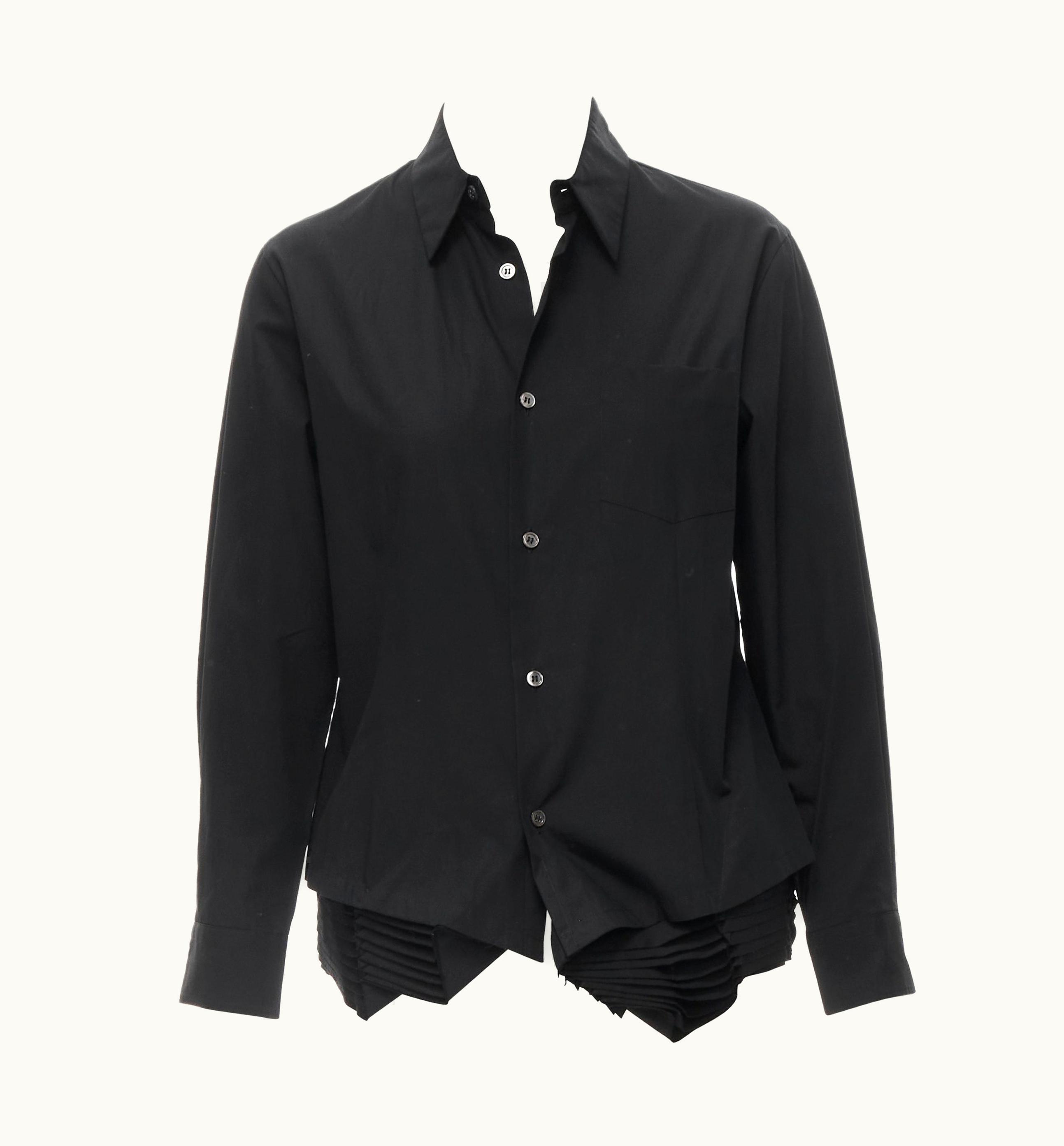 Junya Watanabe Vintage Junya Watanabe 2000 Black Cotton Tier Ruffle Pleated Hem Button Shirt