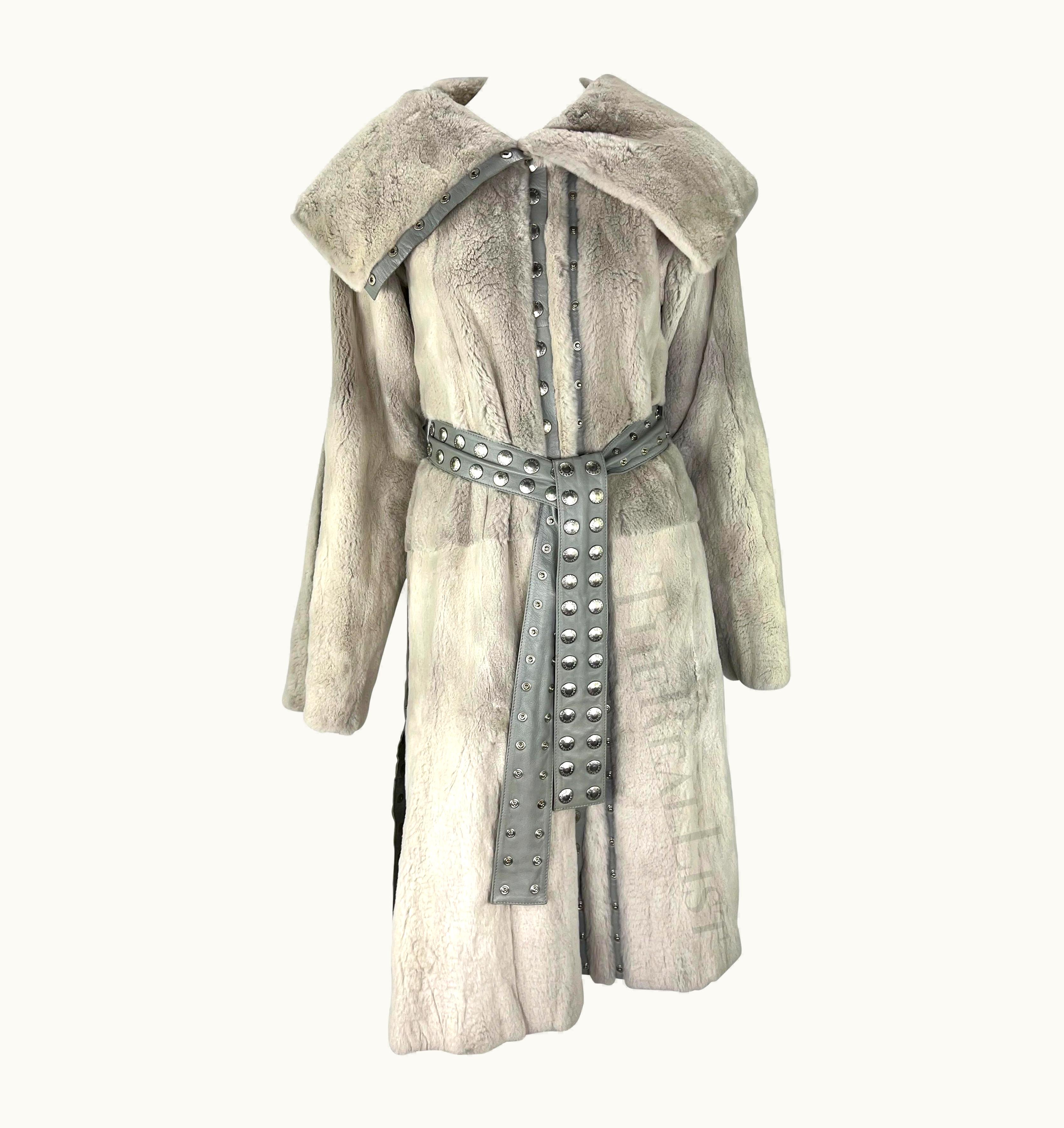Dolce & Gabbana AW 2003 Dolce & Gabbana Snap Adjustable Grey Orylag Fur Leather Coat