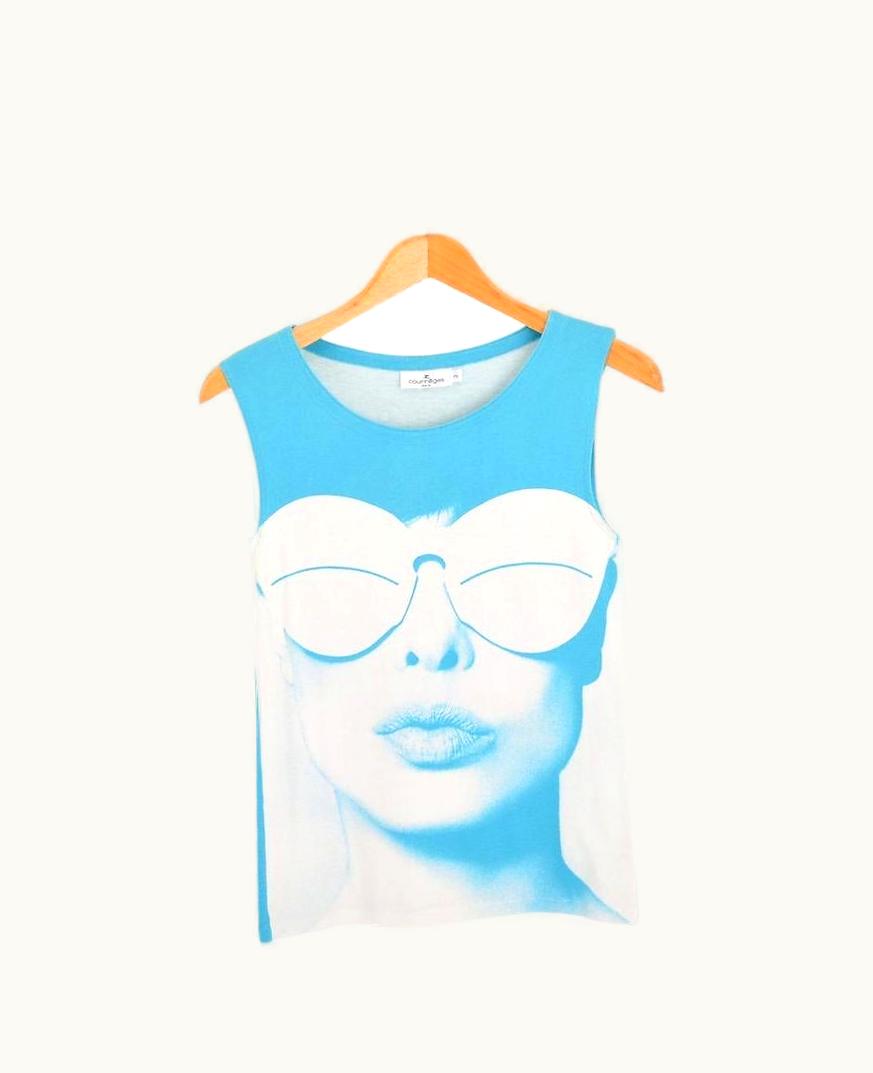 Courrèges Y2k Courrèges Paris 'Snow Goggle' Photographic Print Vest Tank Top