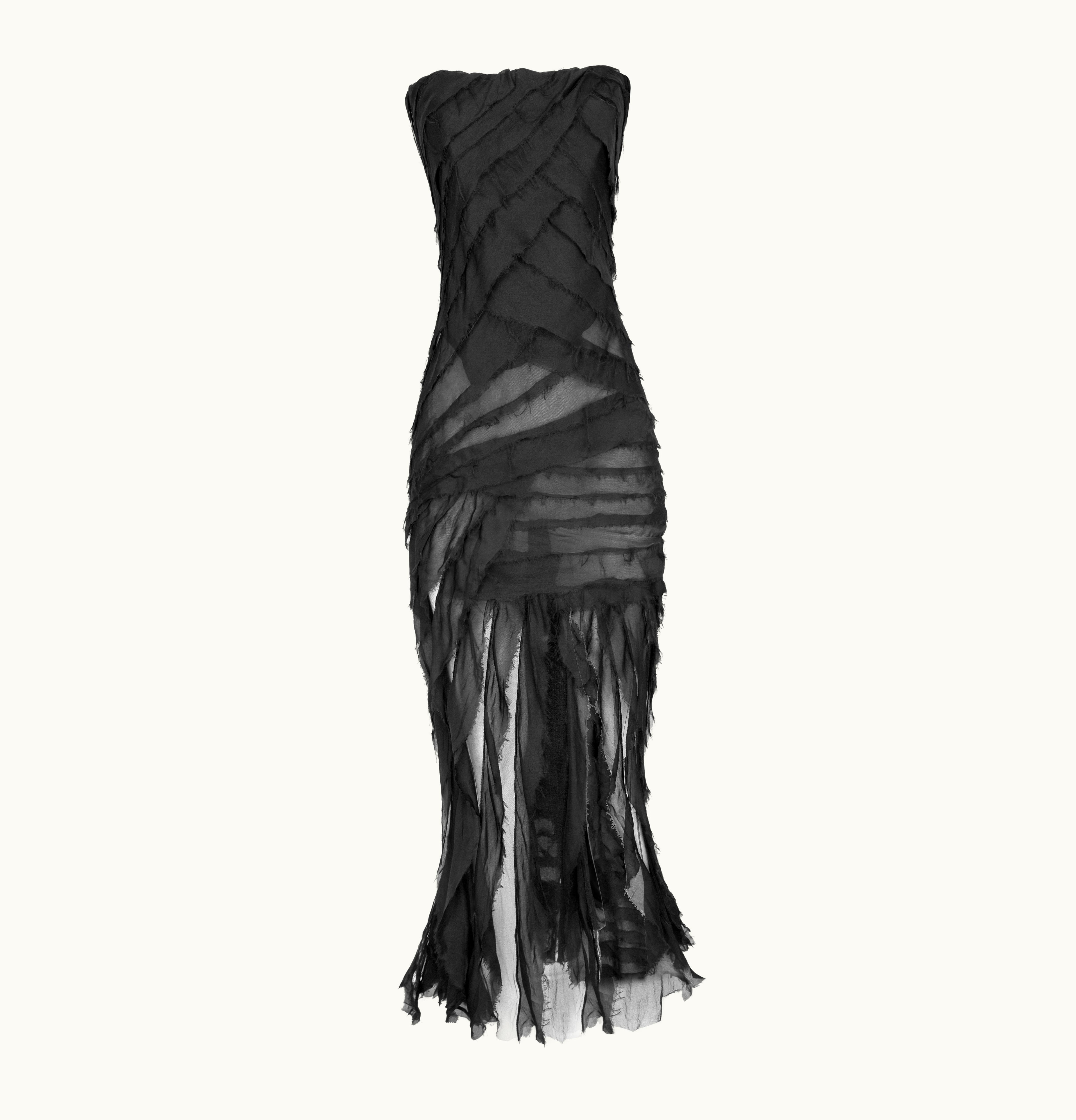Roberto Cavalli Roberto Cavalli Fall 2001 Runway Distressed Silk Gown