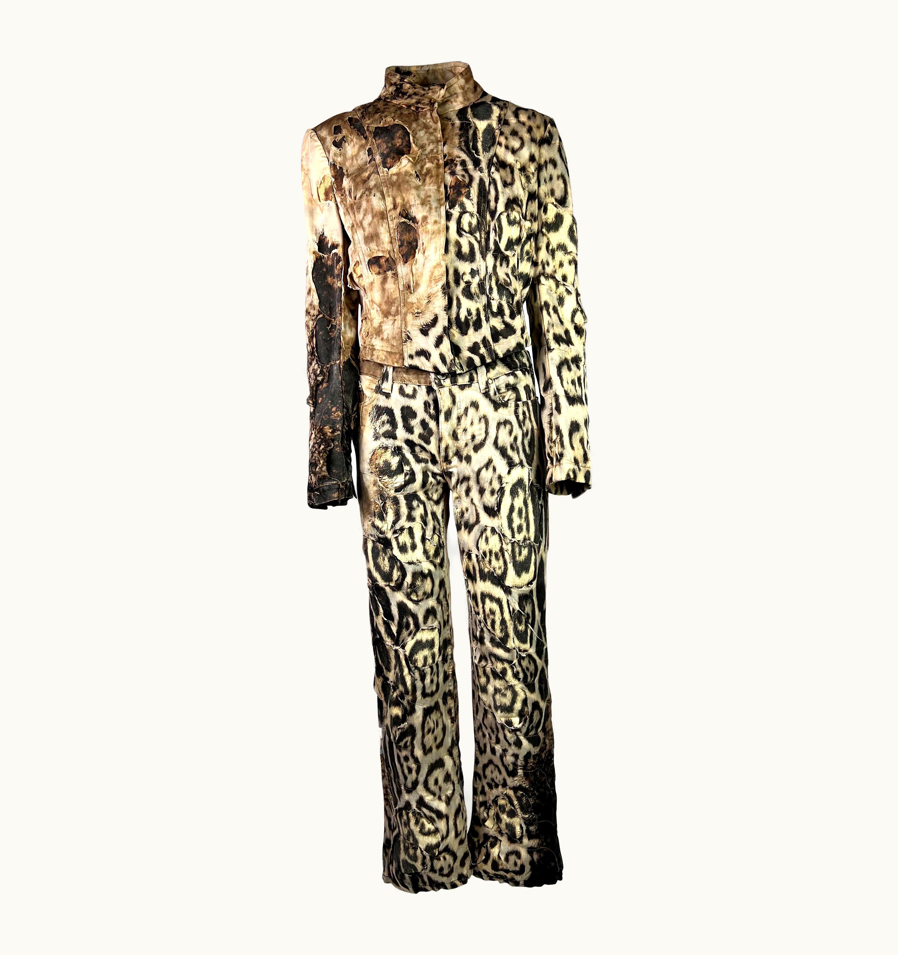 Roberto Cavalli AW 2001 Roberto Cavalli Distressed Silk Denim Ensemble