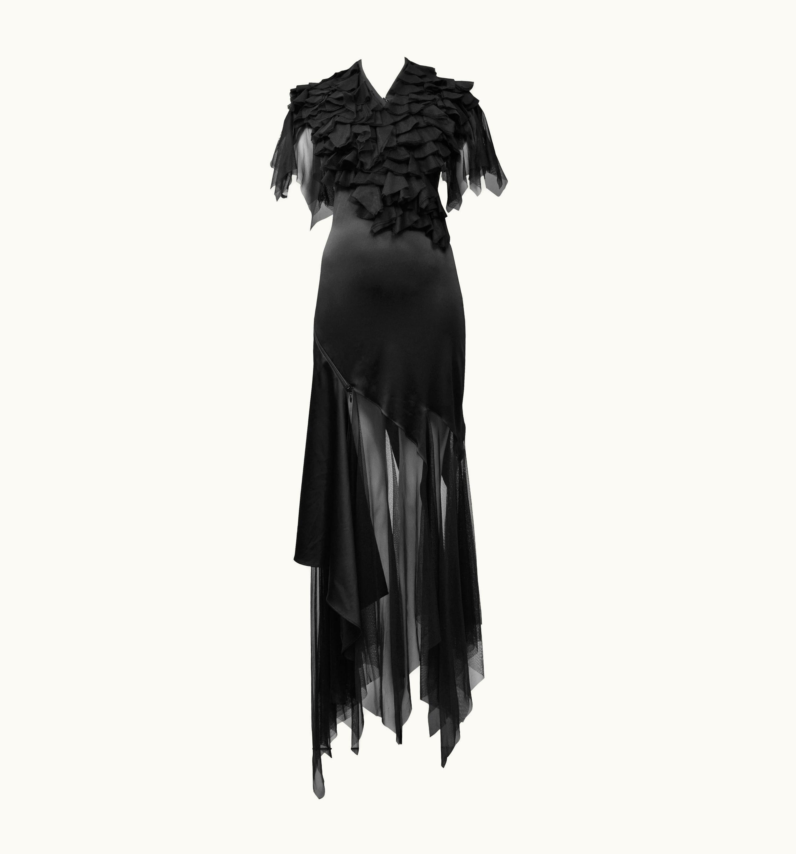 Alexander McQueen Vintage Alexander McQueen AW 2001 Satin & Mesh Runway Gown
