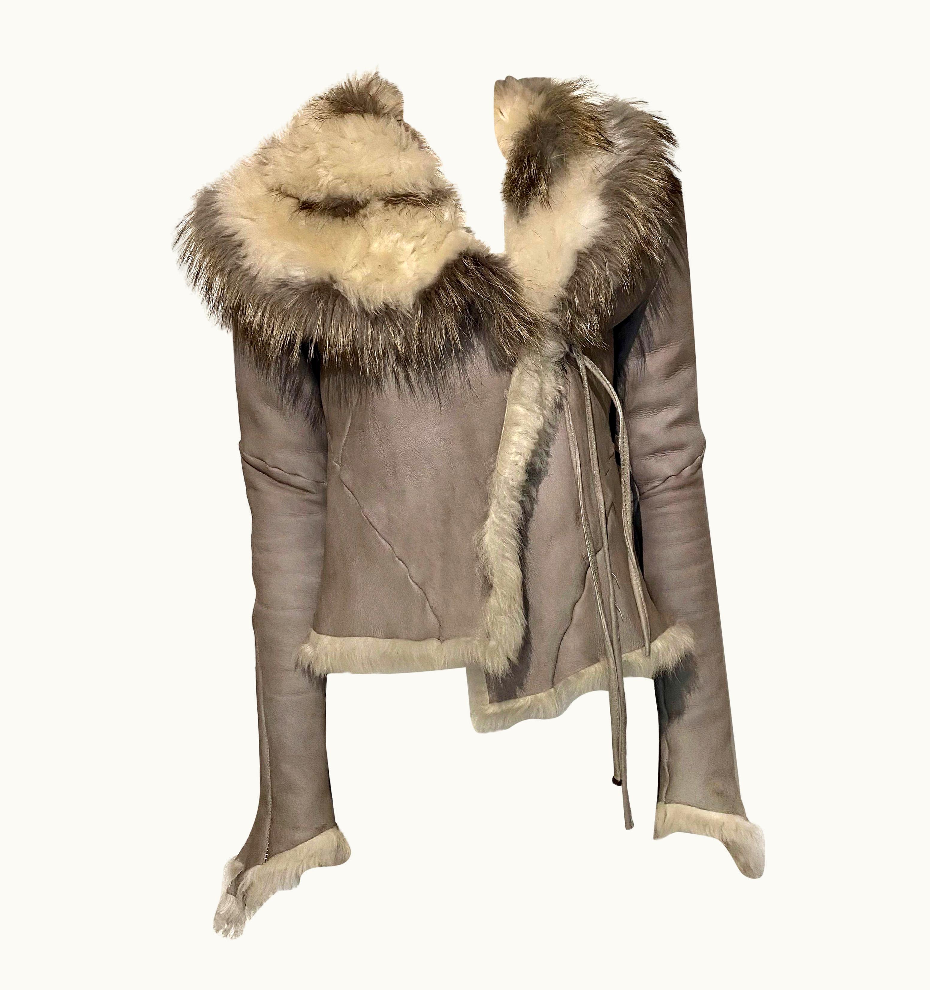 Roberto Cavalli Roberto Cavalli AW 2001 Asymmetric Shearling Fur Jacket