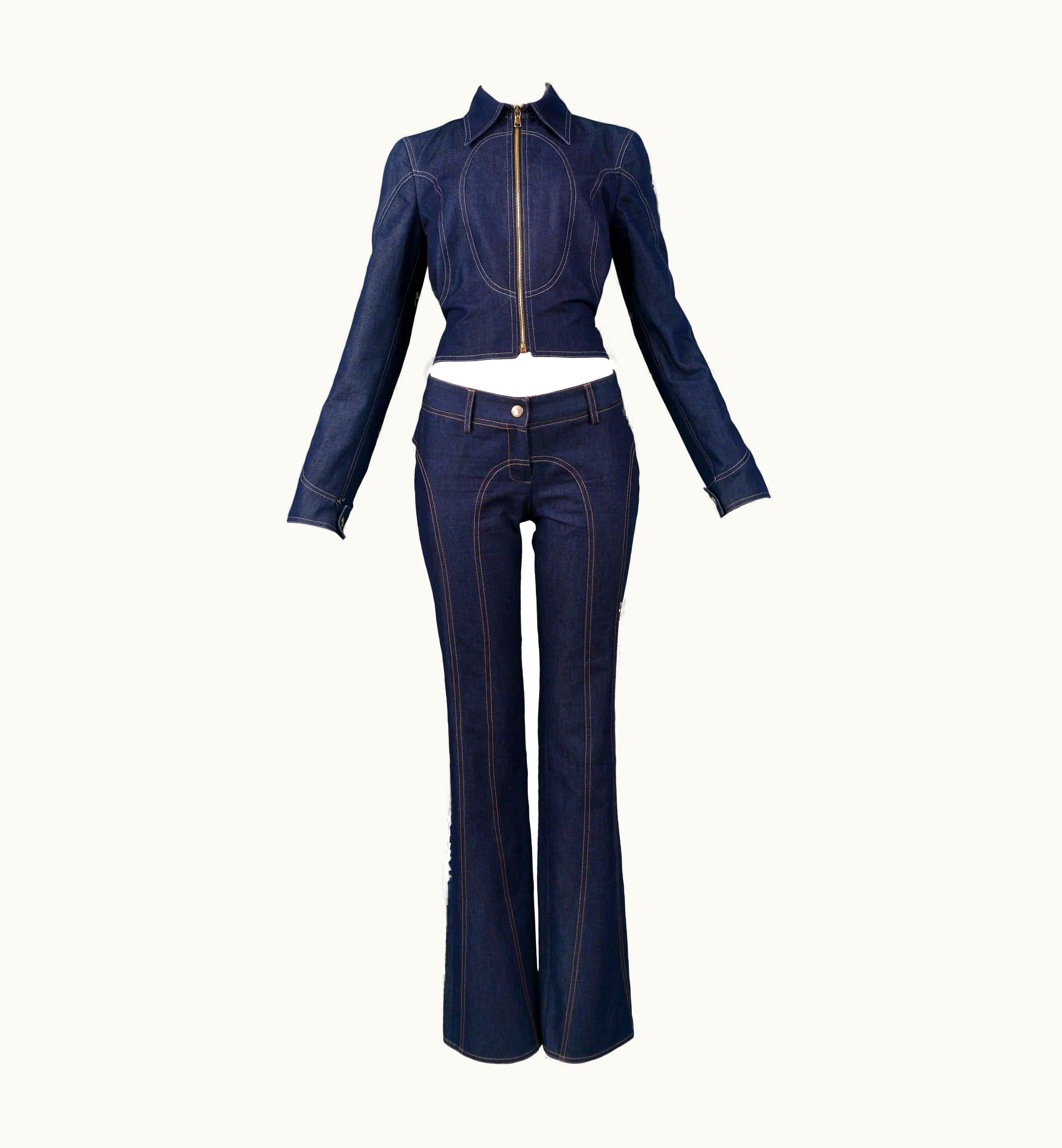 Dolce & Gabbana Vintage Dolce & Gabbana Denim Zip Front Jacket & Pants Ensemble 2001