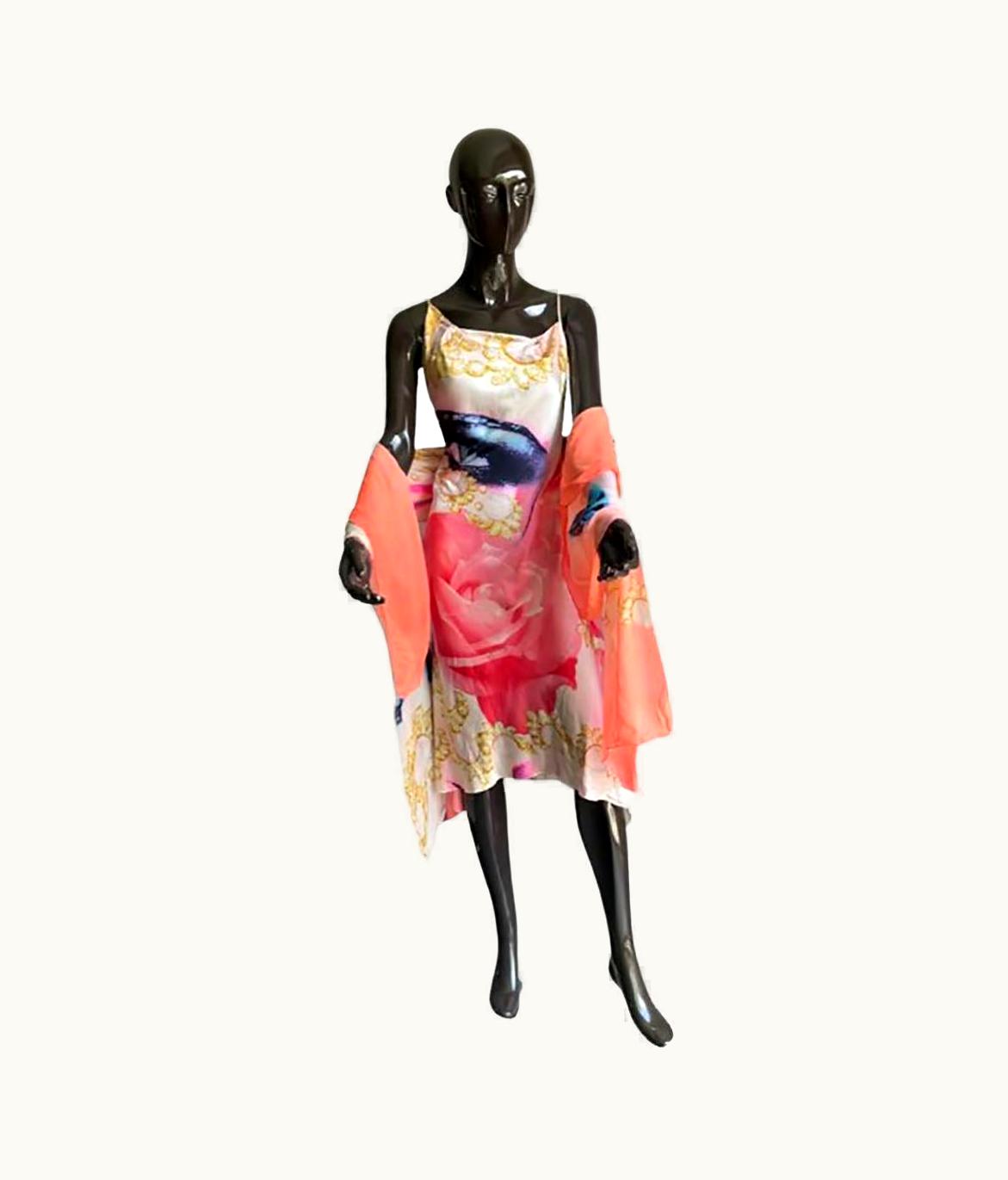 Roberto Cavalli 2001 Roberto Cavalli Floral Print Silk Evening Dress