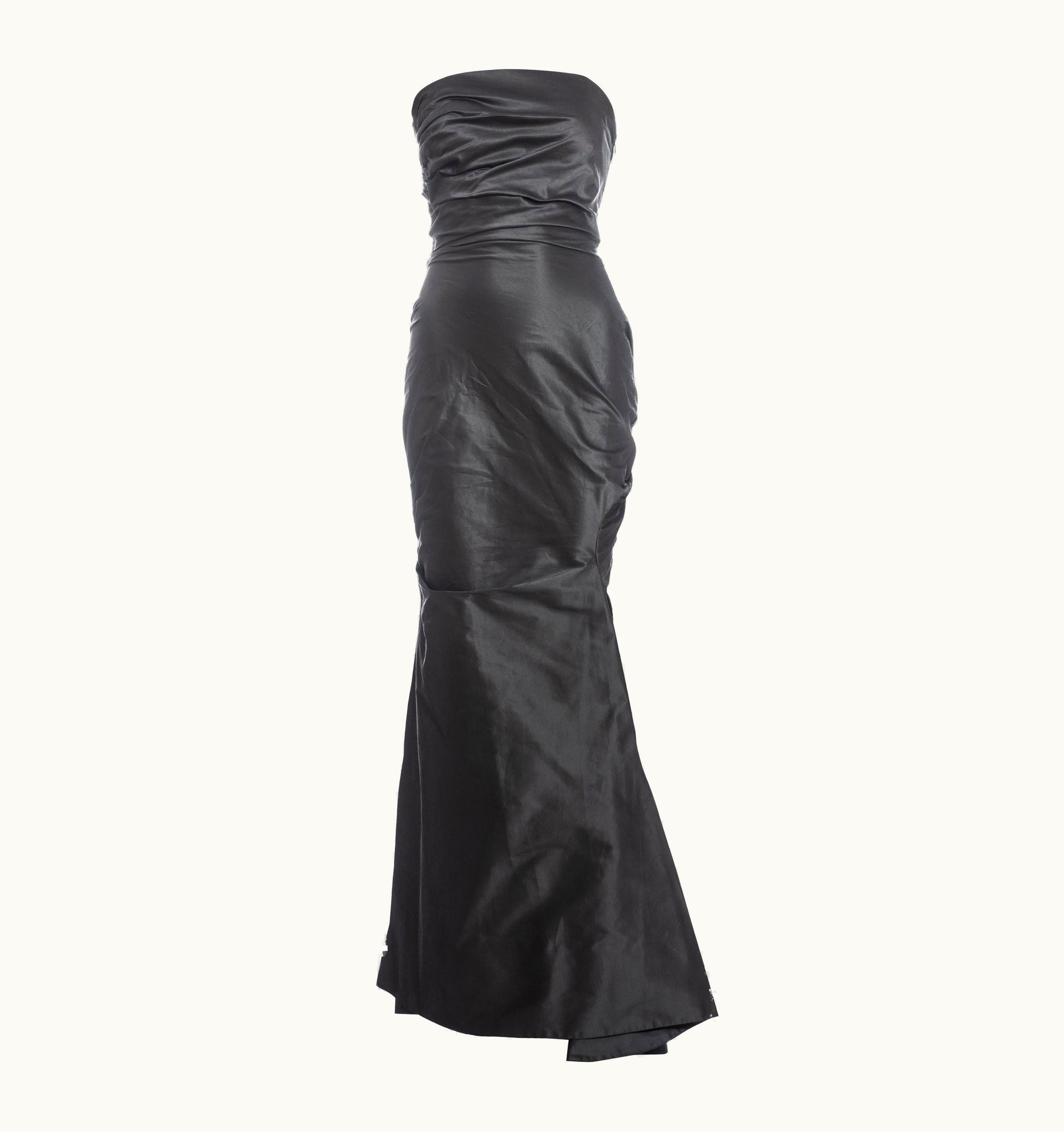 Vivienne Westwood Vivienne Westwood Gunmetal Grey Silk Taffeta Draped Evening Dress, AW 2001