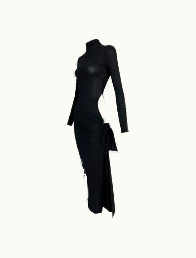 Dolce & Gabbana S/S 2001 Dolce & Gabbana Runway Black Bodycon Cut-Out High Slit Dress