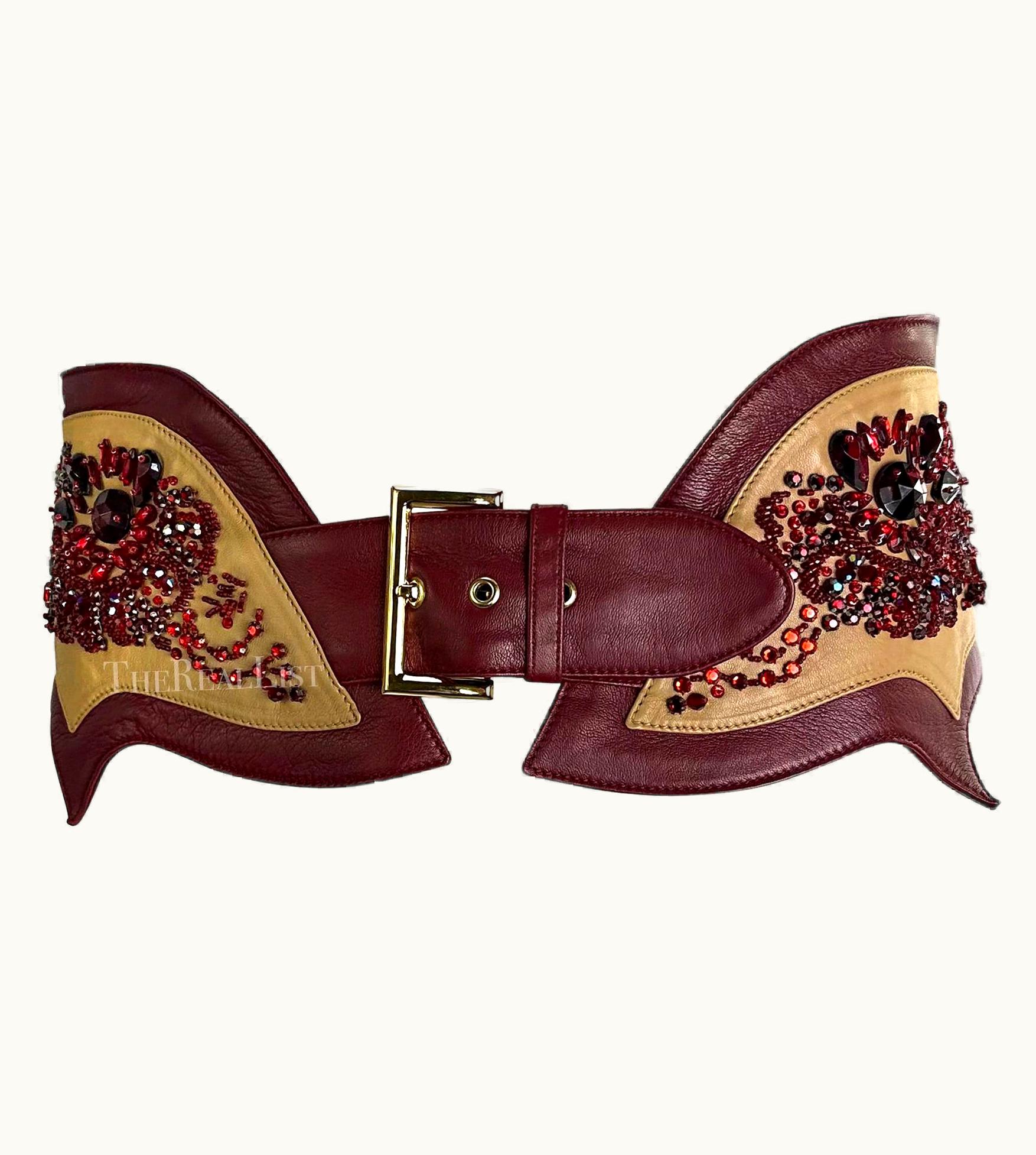 Dolce & Gabbana Nwt S/S 2001 Dolce & Gabbana Runway Ruby Rhinestone Oversized Western Hip Belt