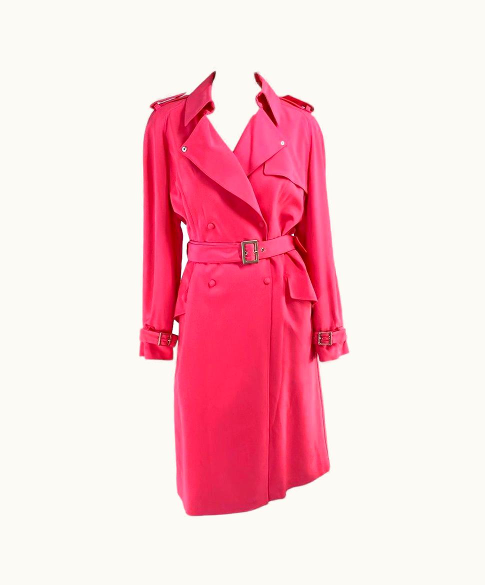 Mugler AW 2001 Thierry Mugler Couture Final Runway Hot Pink Trench Coat Dress