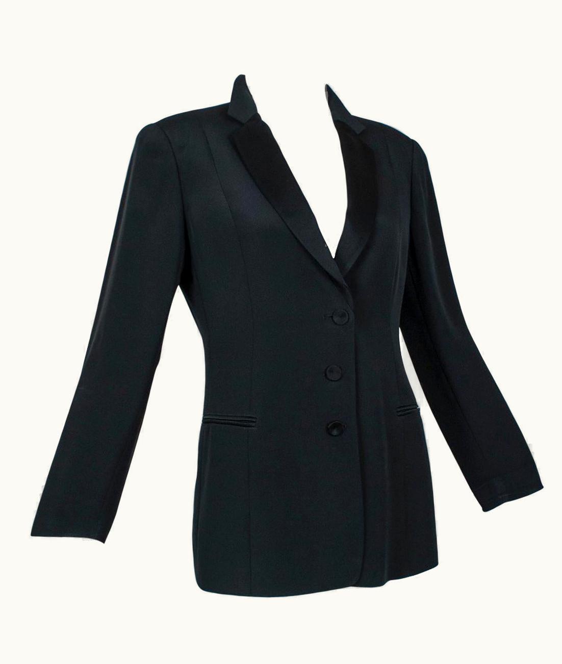 Giorgio Armani Giorgio Armani Black Silk Faille "Le Smoking" Tuxedo Blazer Jacket - It 2001