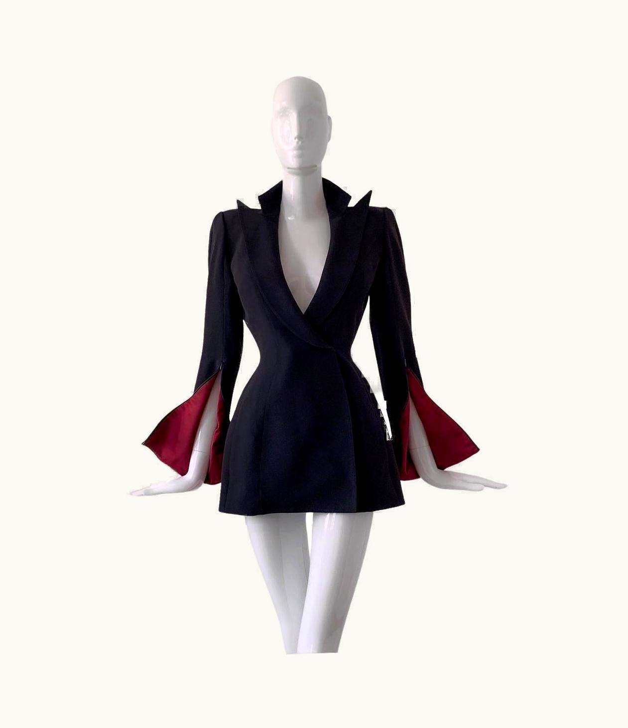 Mugler Thierry Mugler Couture Fabulous Silk Blazer Jacket Dramatic Sleeves S/S 2001