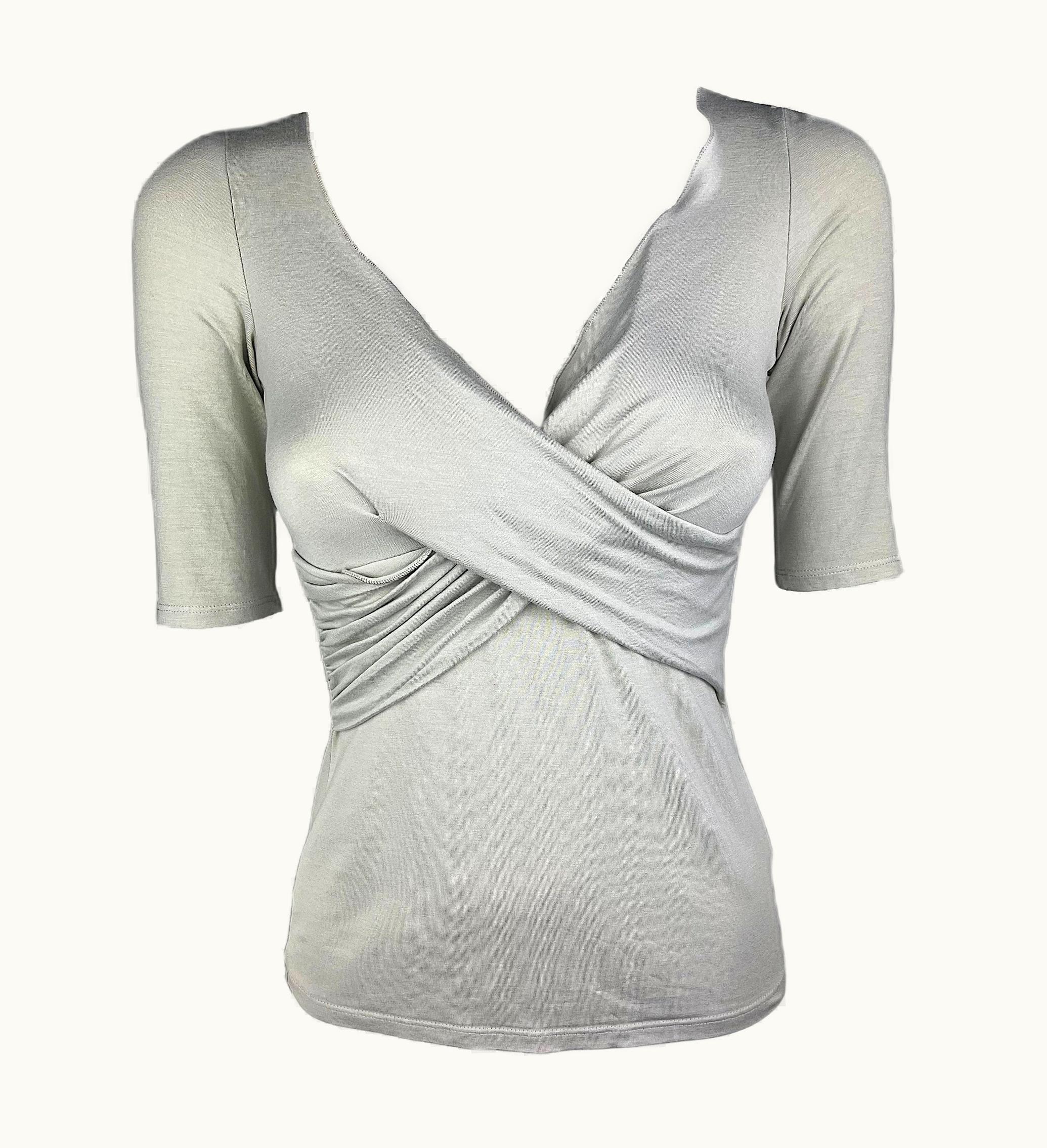 Armani Collezioni Armani Collezioni - Light Grey Half-Sleeves Top With V-neckline us 34eu