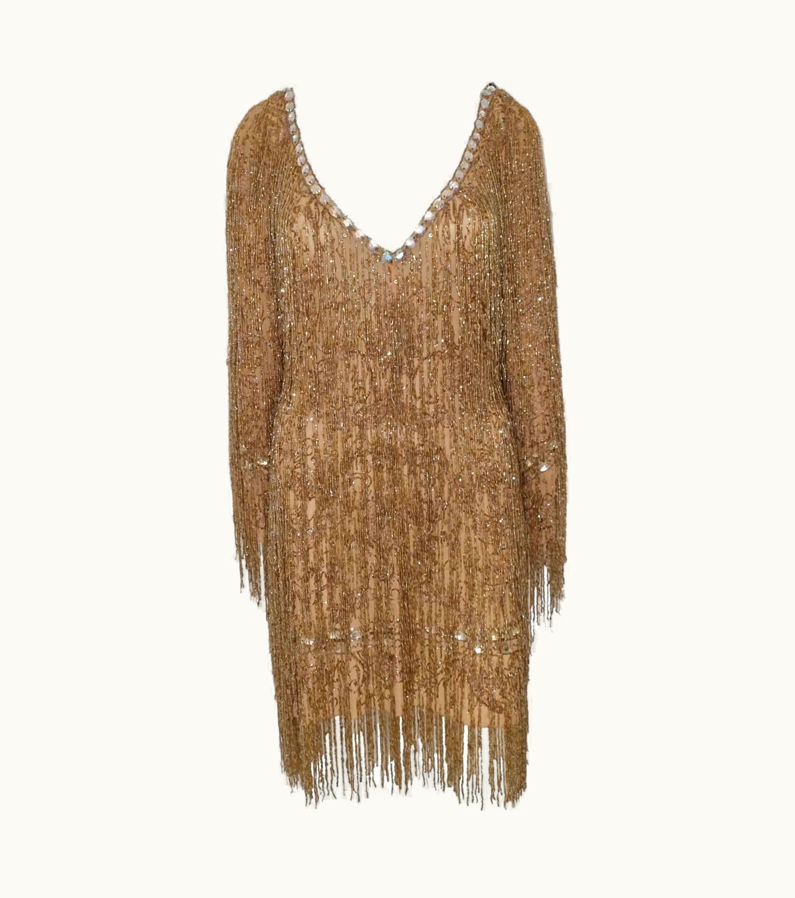 Roberto Cavalli Roberto Cavalli Gold Beaded Runway Dress, AW 2002