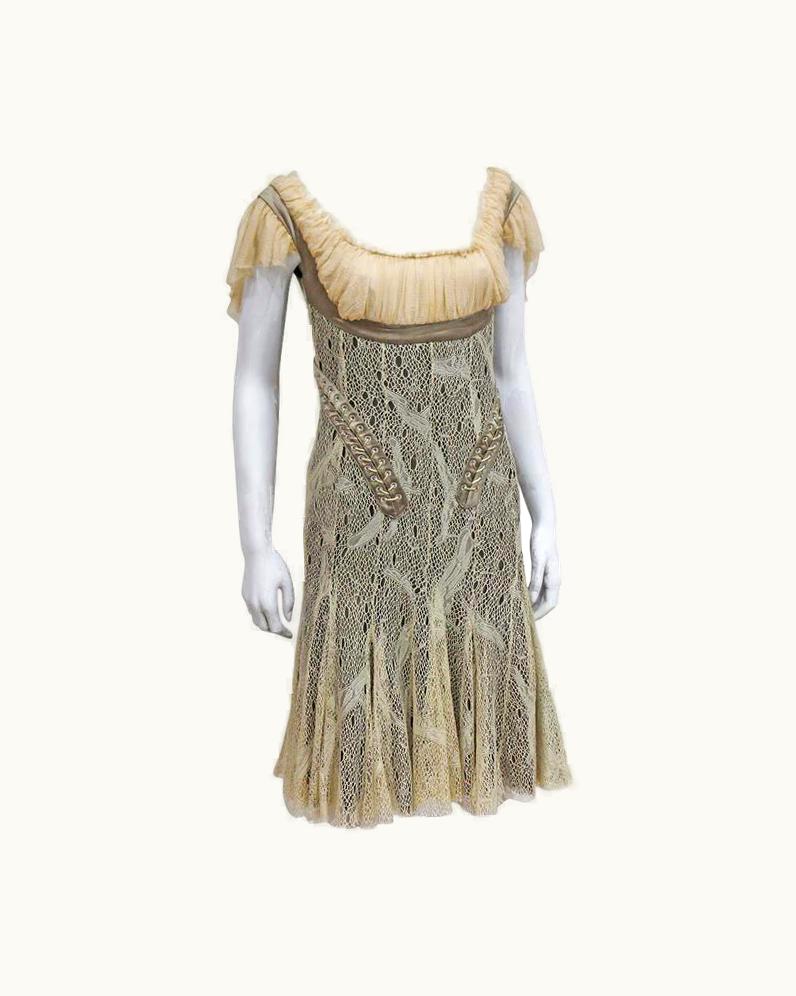 Alexander McQueen Alexander McQueen Corset Lace And Chiffon Cocktail Dress, C 2002
