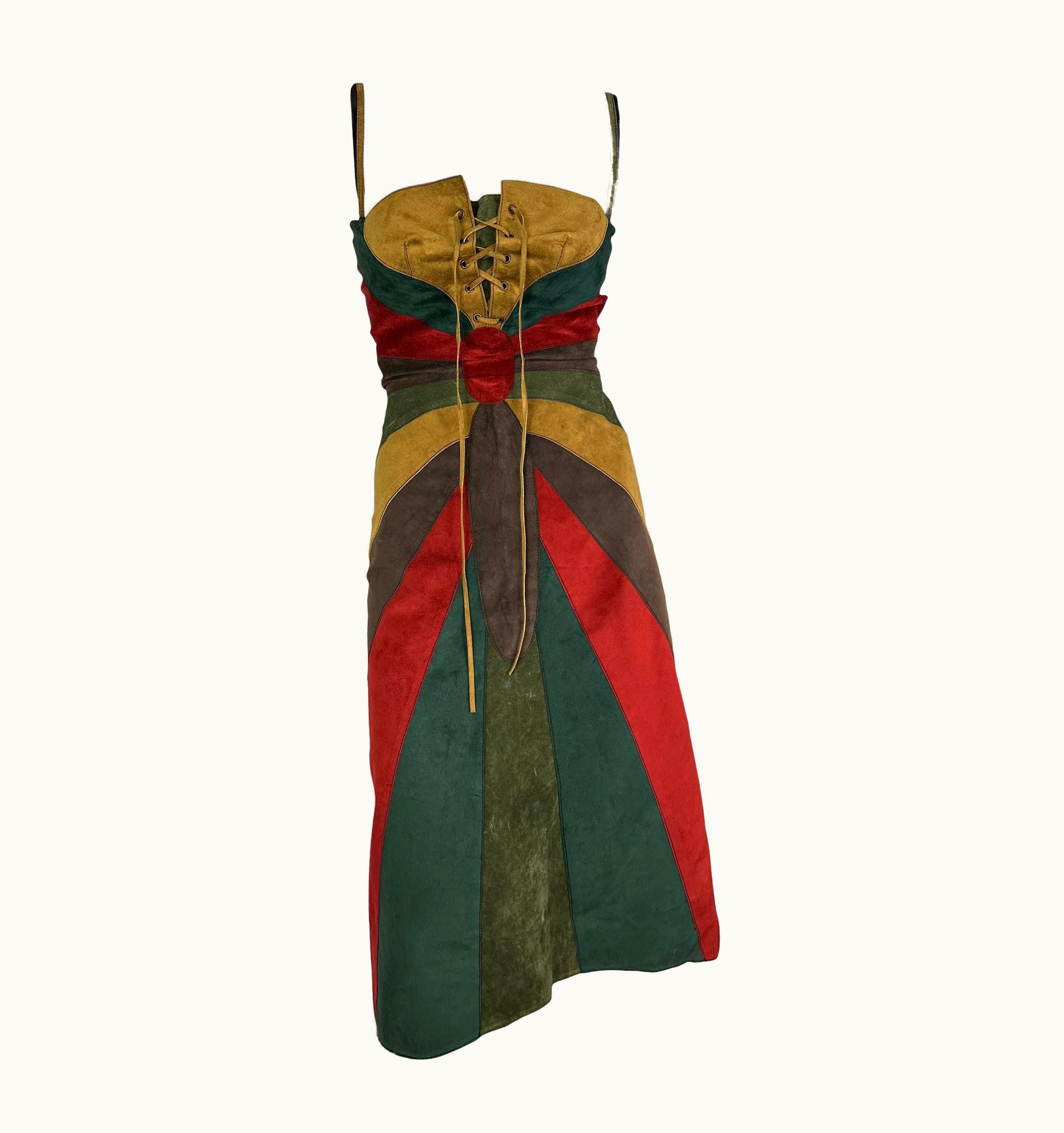 Dolce & Gabbana Nwt AW 2002 Dolce And Gabbana Multicolor Suede Butterfly Dress