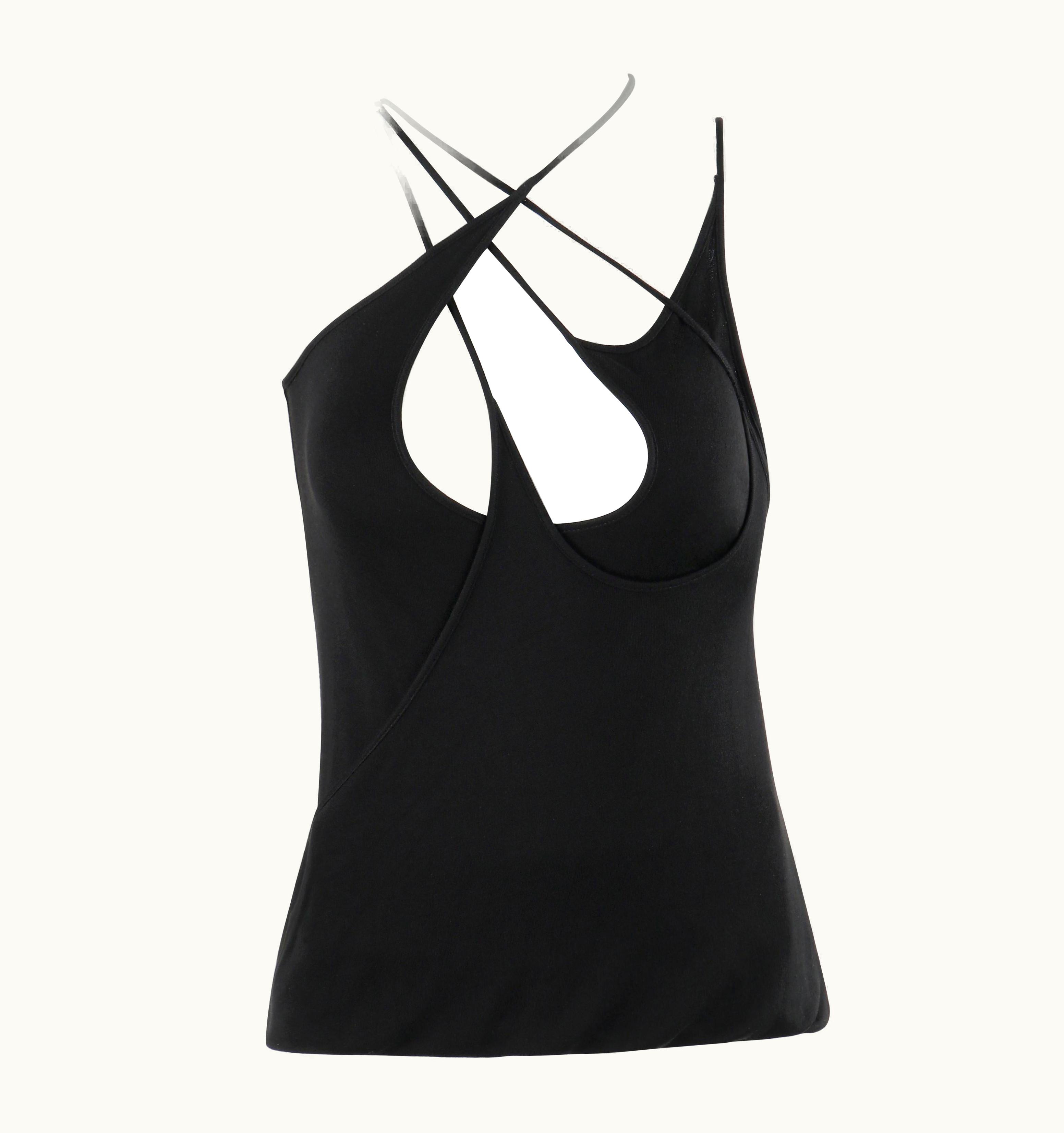 Alexander McQueen Alexander McQUEEN S/S 2002 Black Multiway Five Strap Crisscross Knit Tank Top