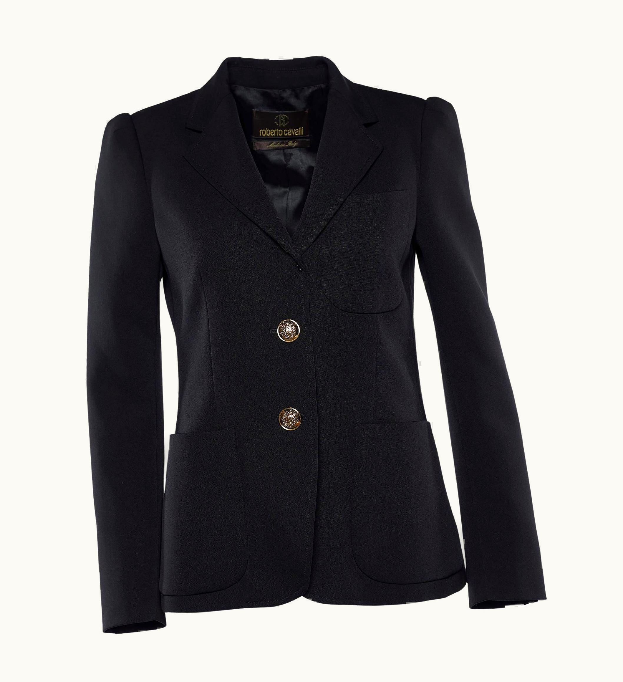Roberto Cavalli Roberto Cavalli Black Cotton Button Front Blazer UZ0602872
