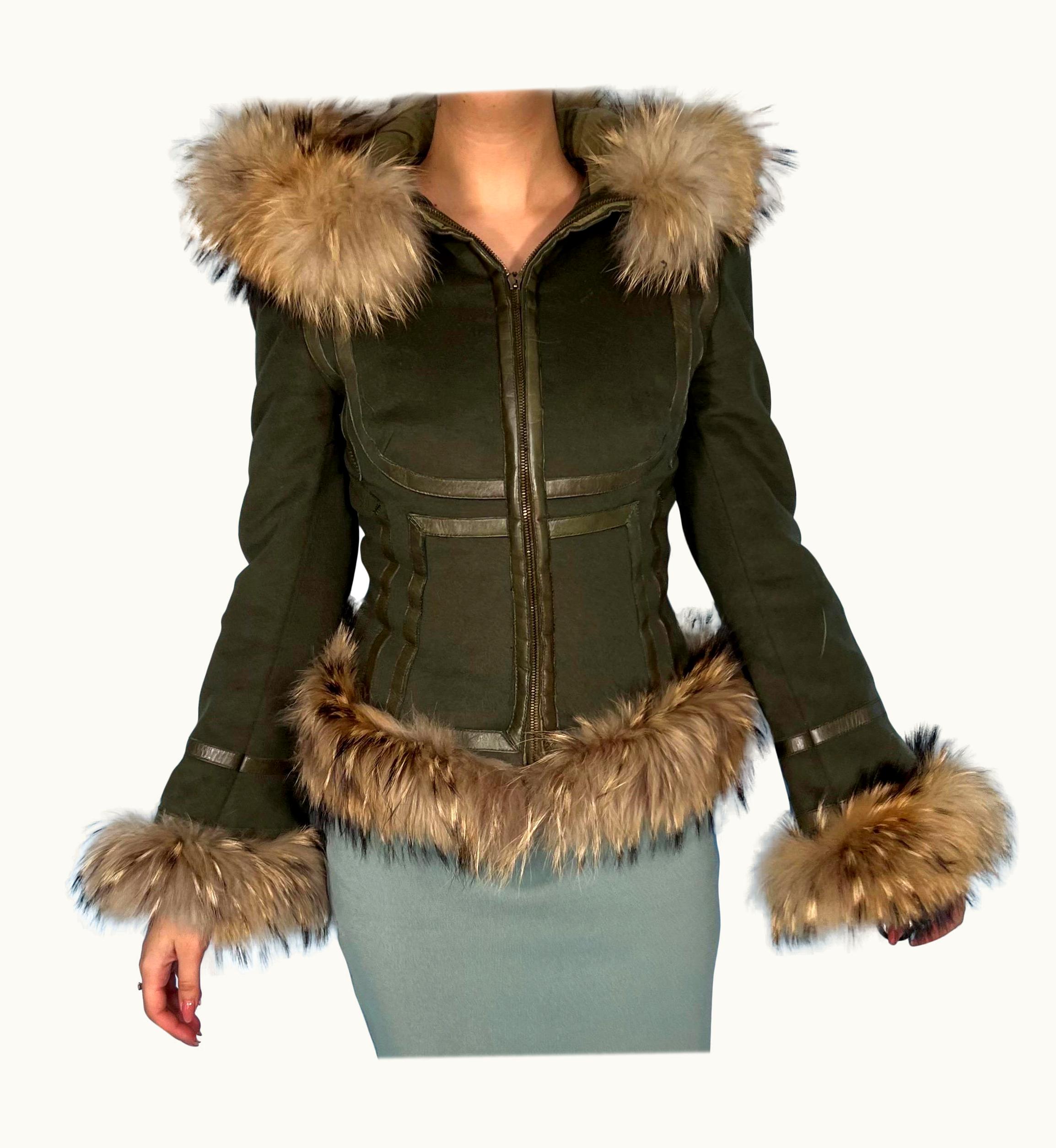 Alexander McQueen Alexander McQueen Fall 2003 Khaki Fur Cuff Jacket