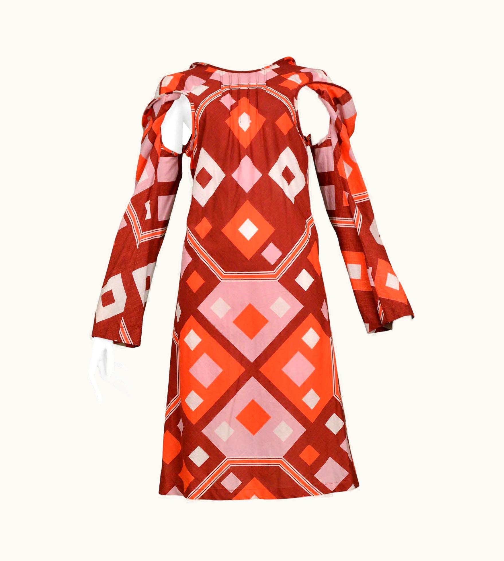 Junya Watanabe Junya Watanabe Art Deco Print Dress With Cutouts 2003