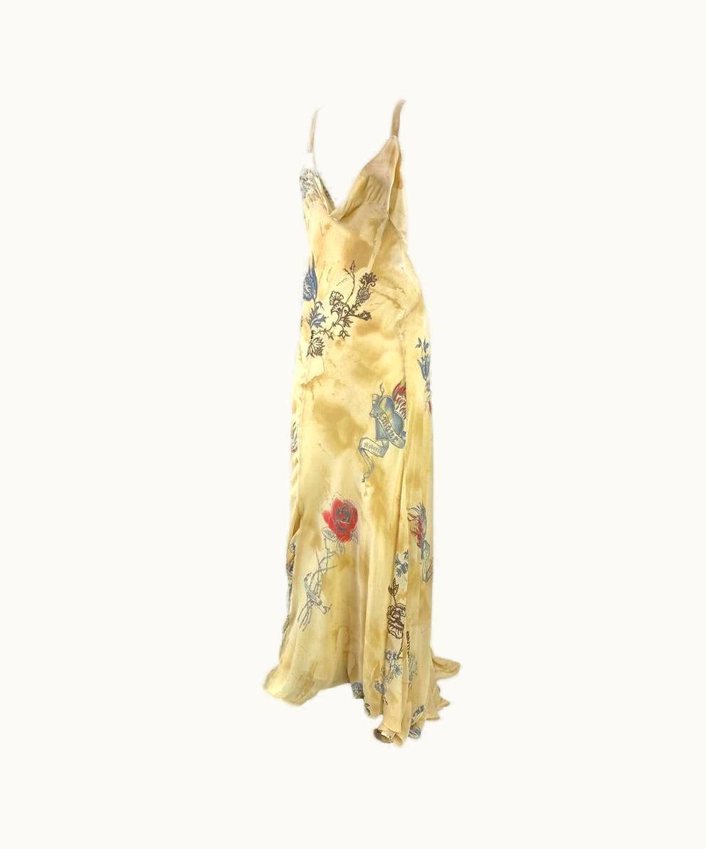 Roberto Cavalli S/S 2003 Roberto Cavalli Tattoo Print Backless Chiffon Gown