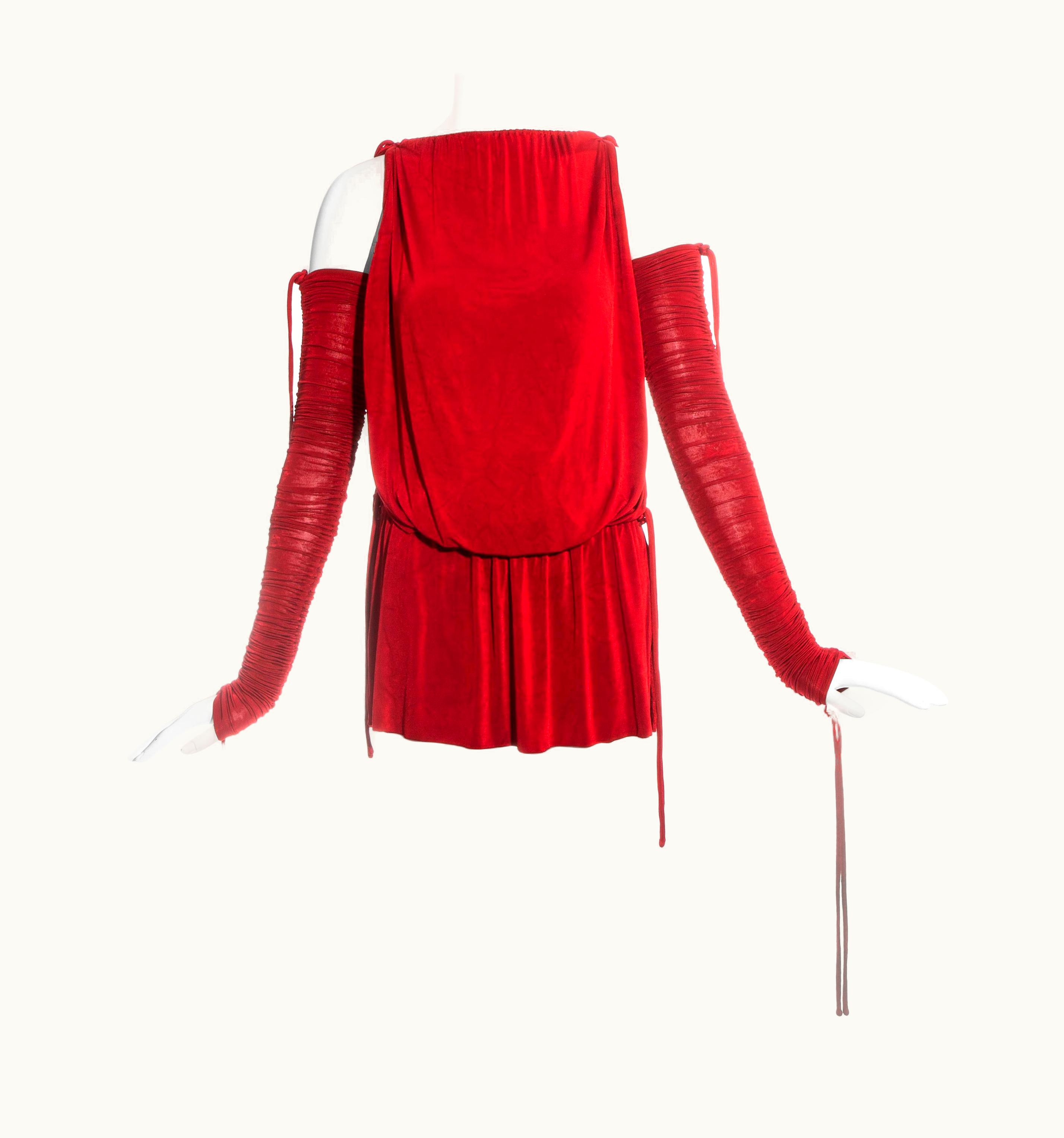 Dolce & Gabbana Dolce & Gabbana Red Jersey Draped Drawstring Mini Dress, S/S 2003