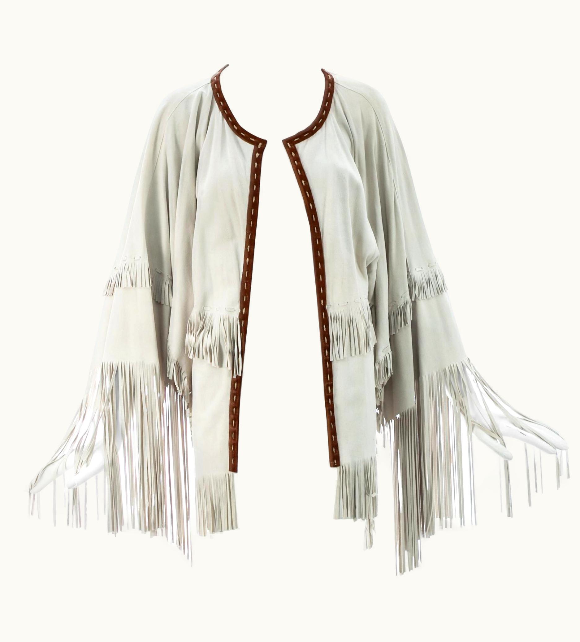 Dolce & Gabbana Dolce & Gabbana Cream Suede Fringed Poncho Jacket, S/S 2004