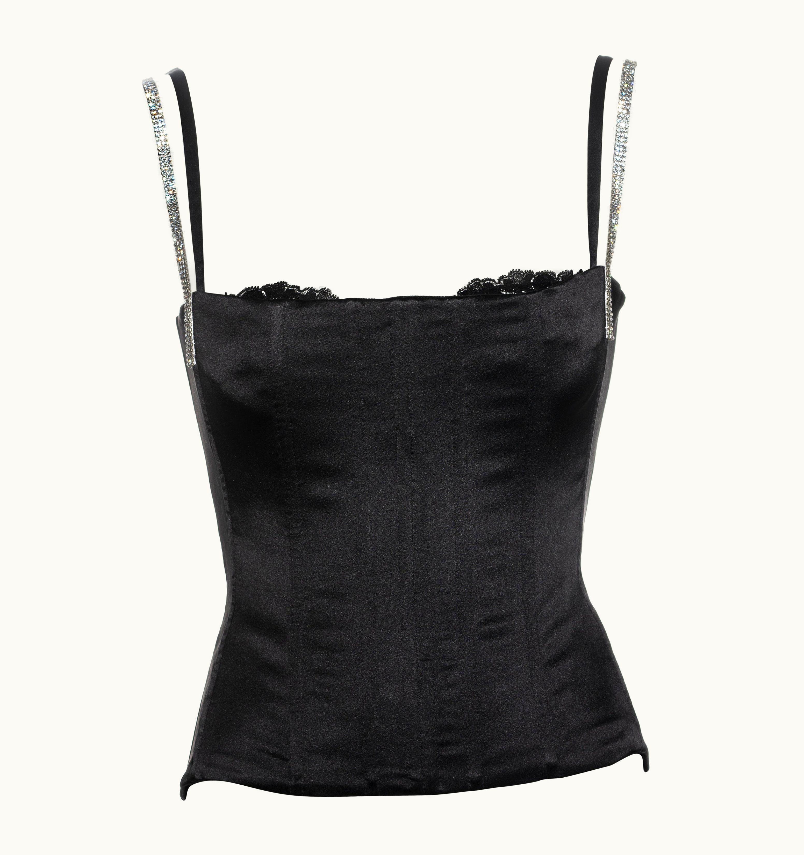 Dolce & Gabbana Dolce & Gabbana Black Silk Corset With Crystal Straps, AW 2004
