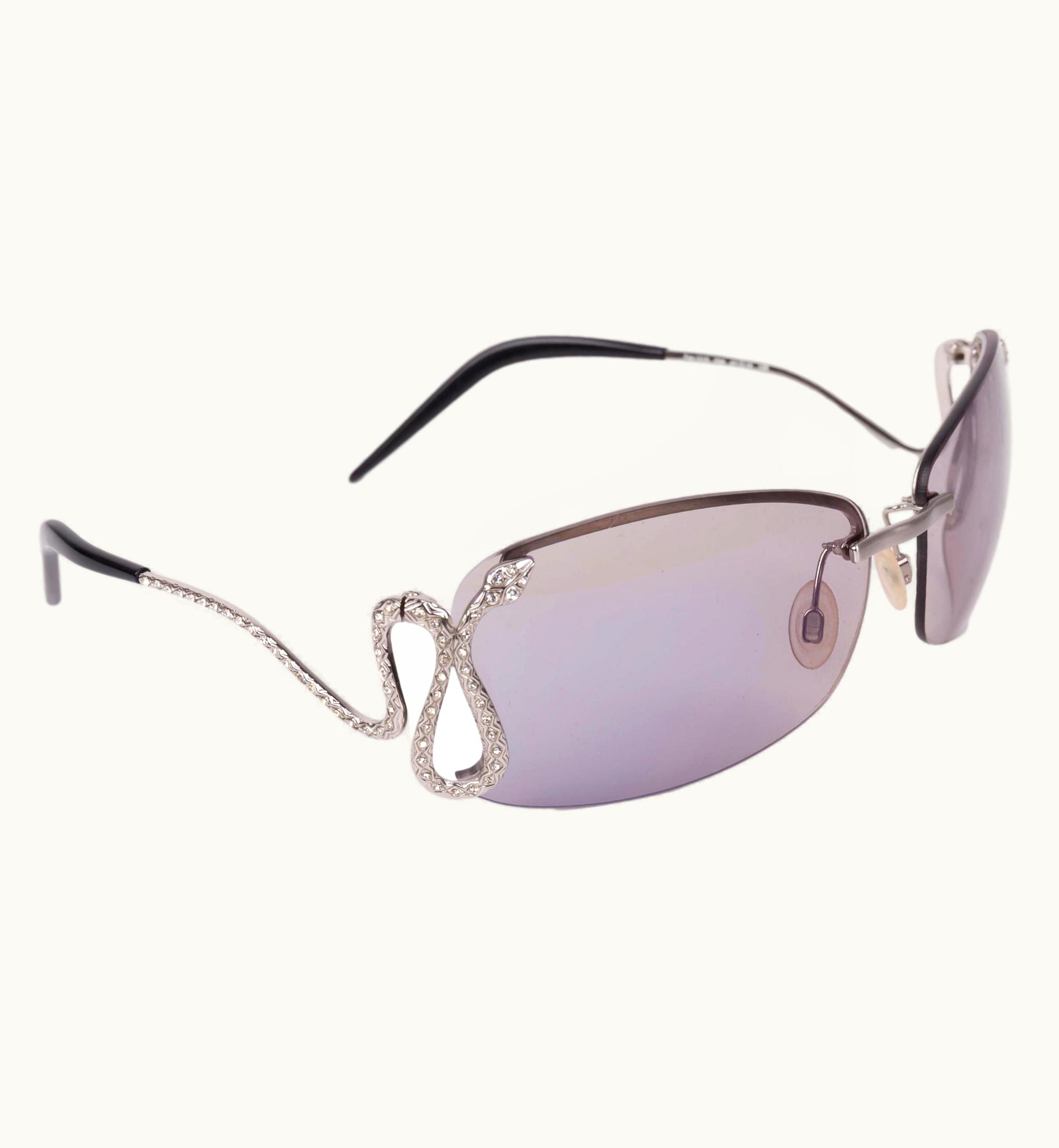 Roberto Cavalli Roberto Cavalli S/S 2004 Iridiscent Snake Frame Mirror Sunglasses