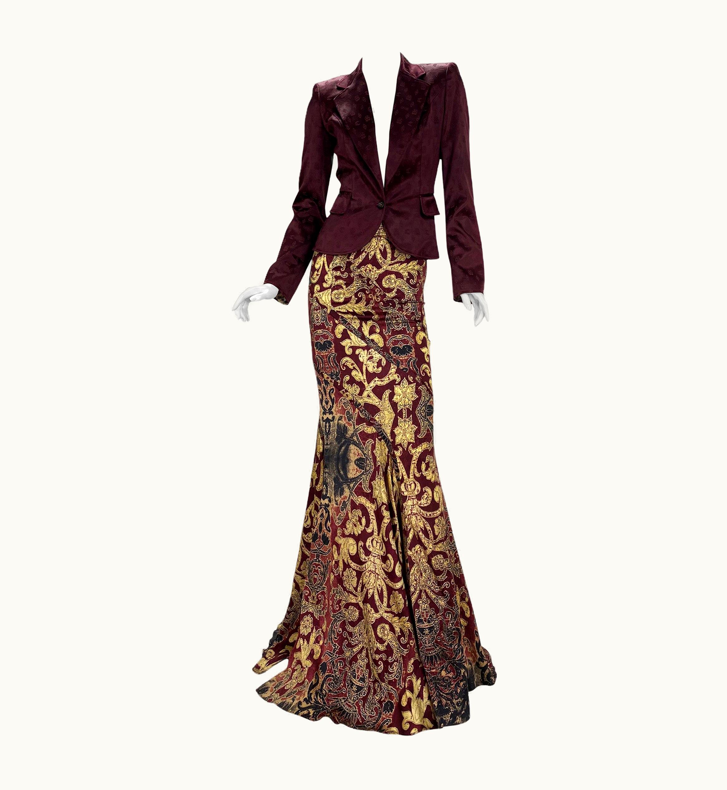 Roberto Cavalli 2004 Vintage Roberto Cavalli Evening Long Skirt And Blazer Set
