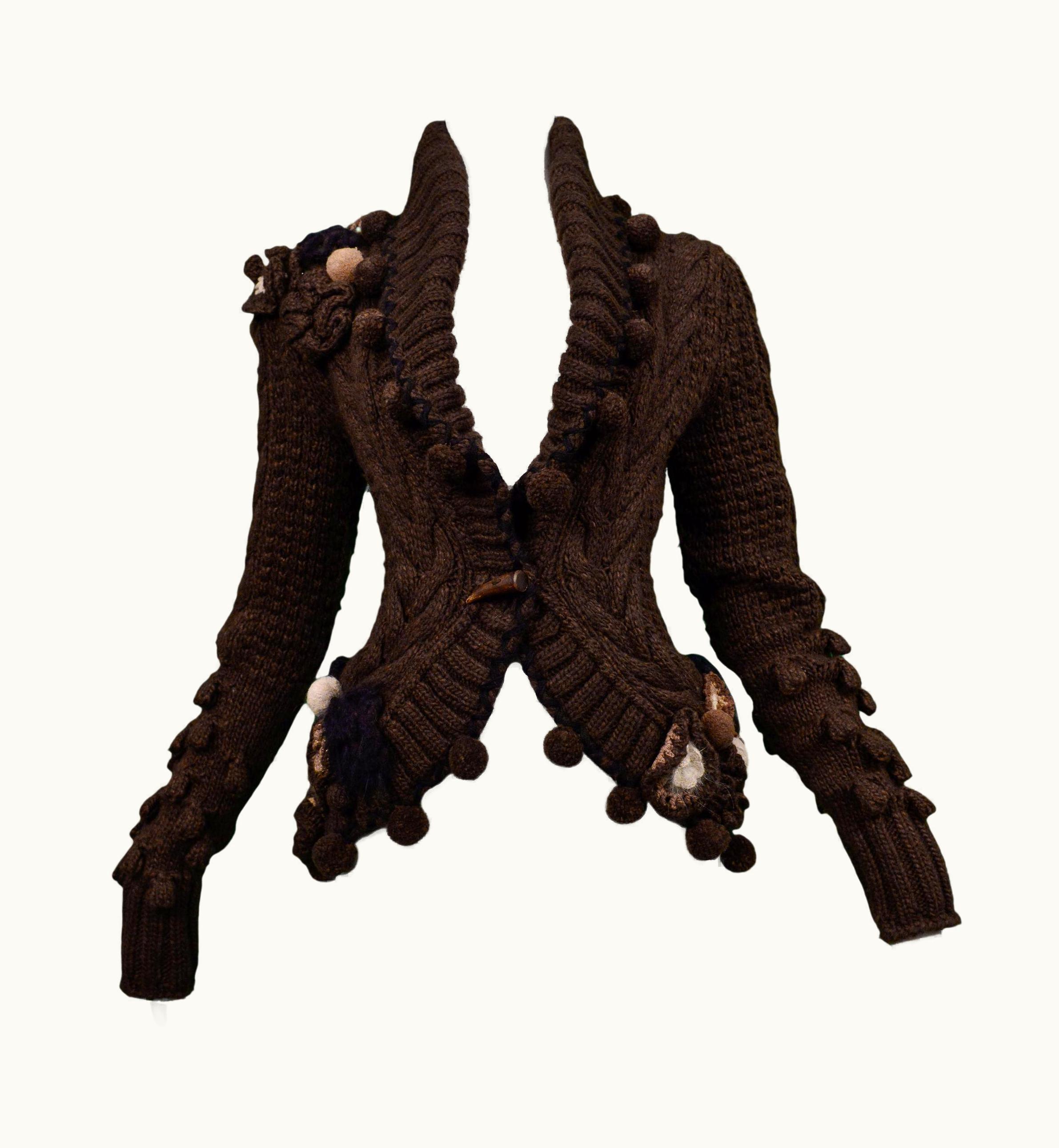 Alexander McQueen Alexander McQueen Brown Fancy Cardigan Sweater Runway 2005