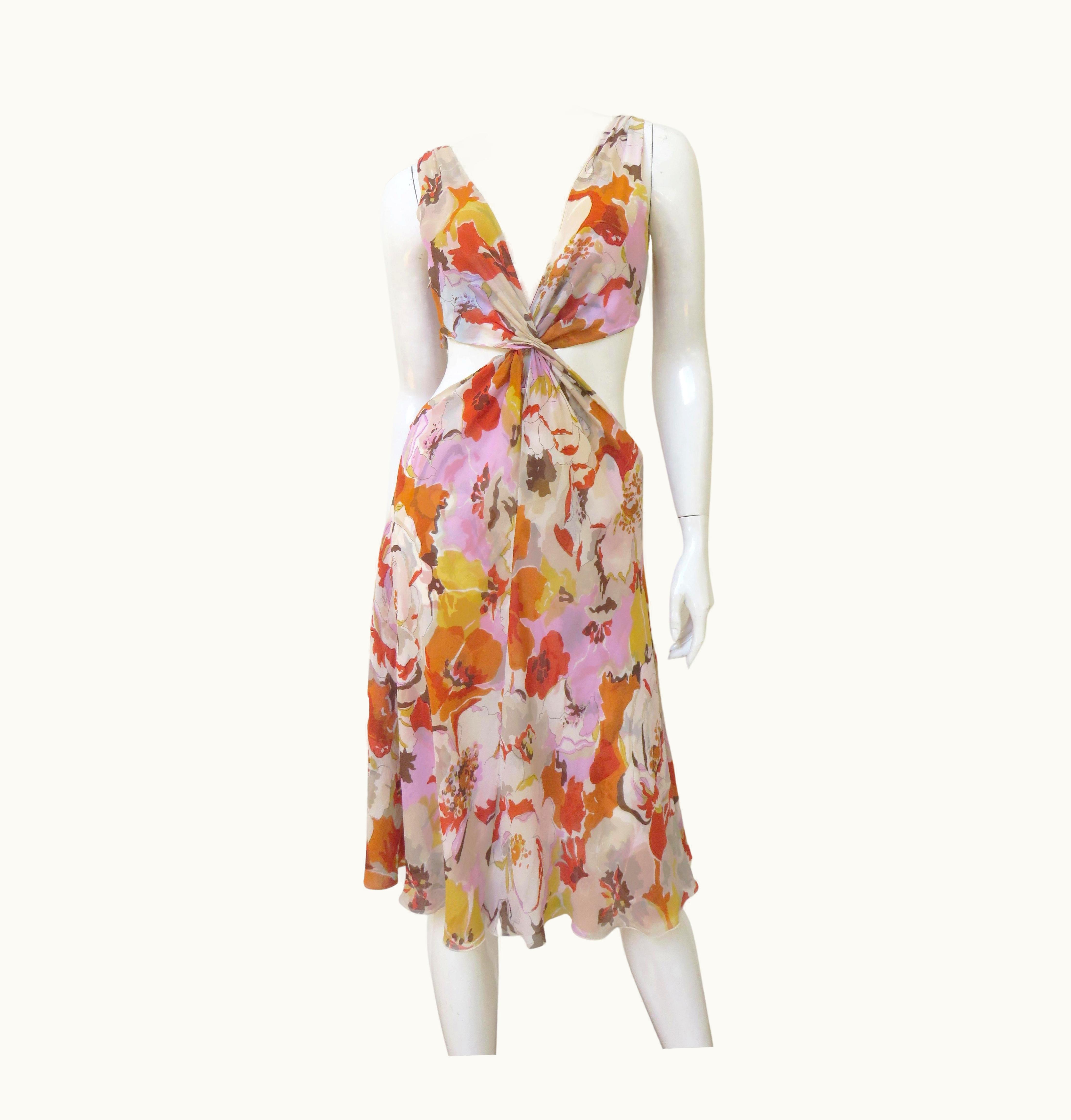 Valentino Valentino Silk Dress With Cut Out Waist S/S 2005